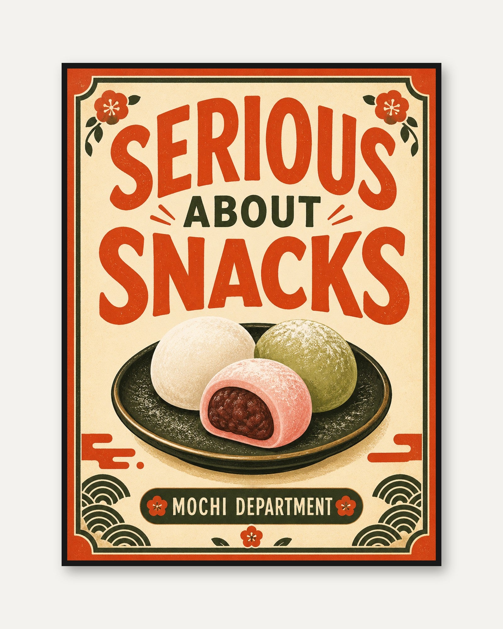 Kitchen Food Poster – Mochi Wall Art - framed