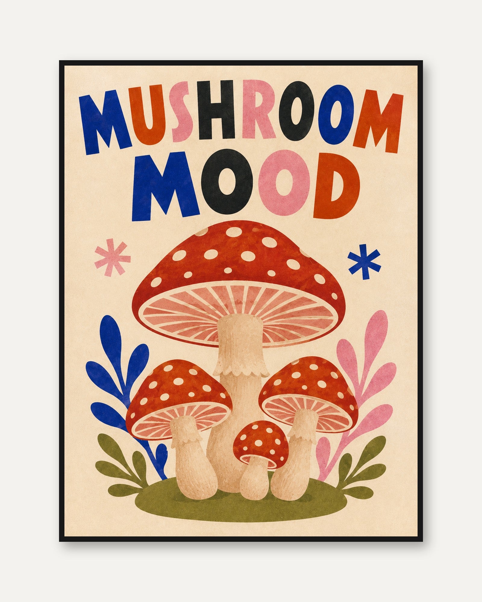 Mushroom Wall Art – Retro Kitchen Print - framed