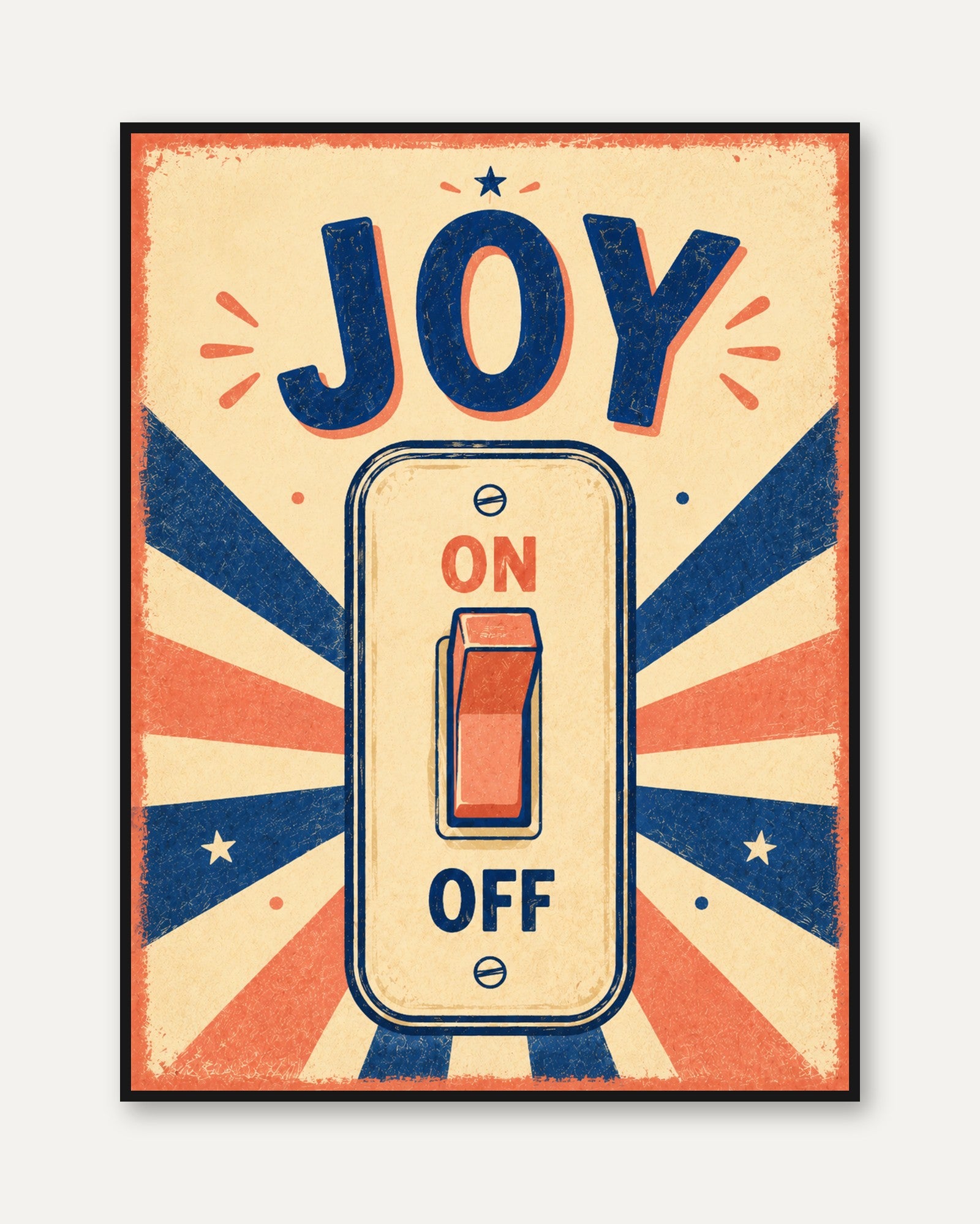 Retro Typography Poster – Joy Quote Print - framed