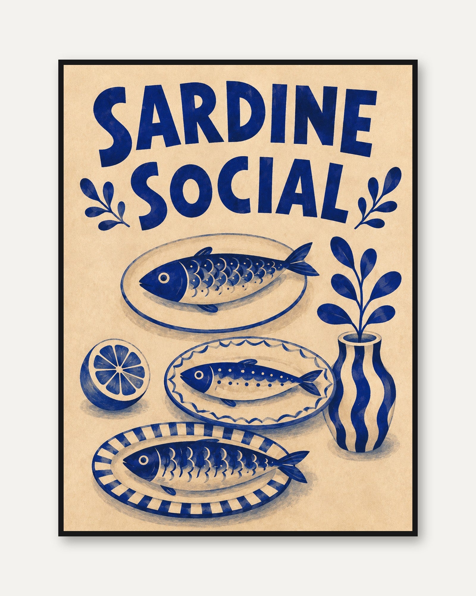 Kitchen Wall Art – Sardine Print - framed