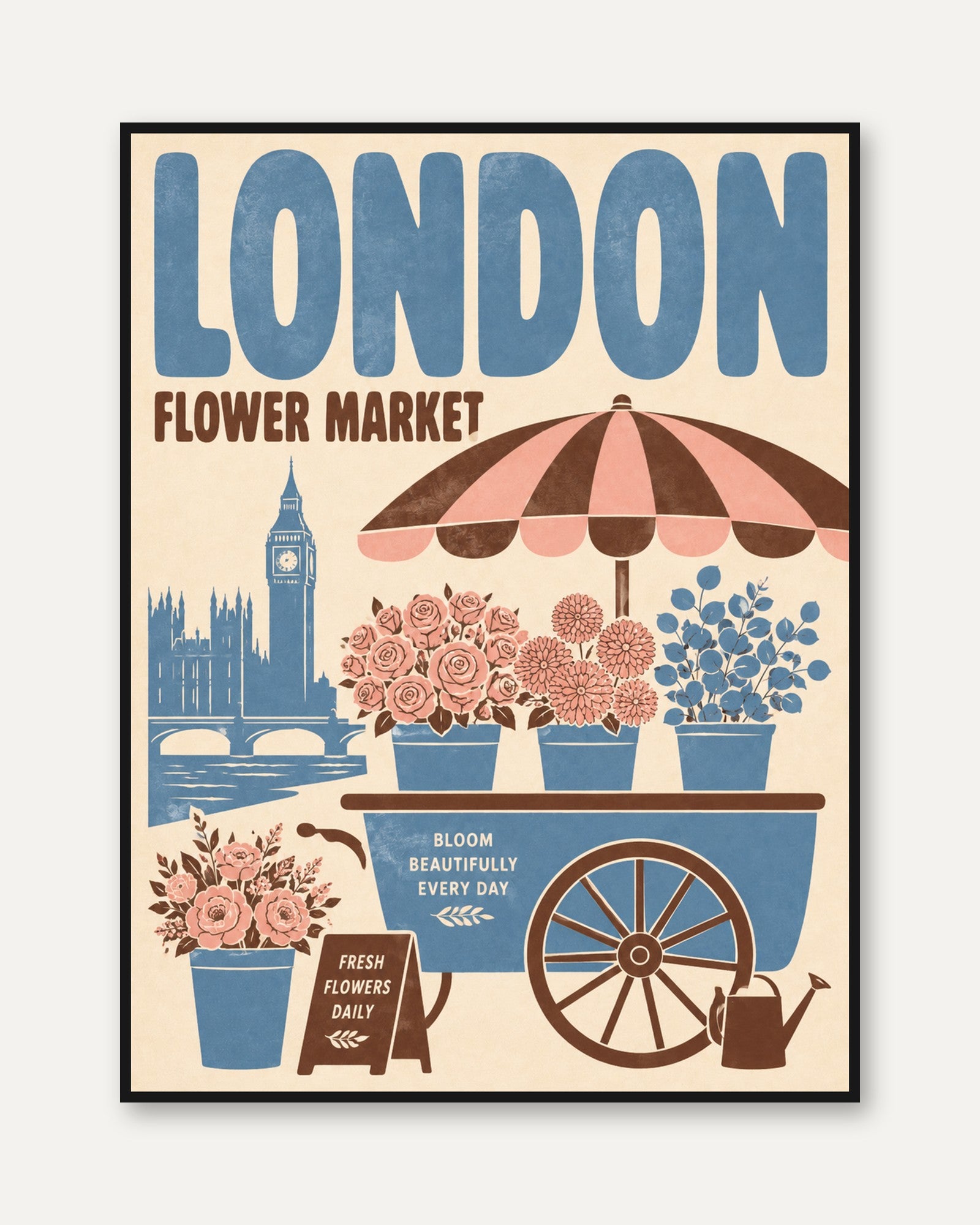 London Flower Market Print - framed