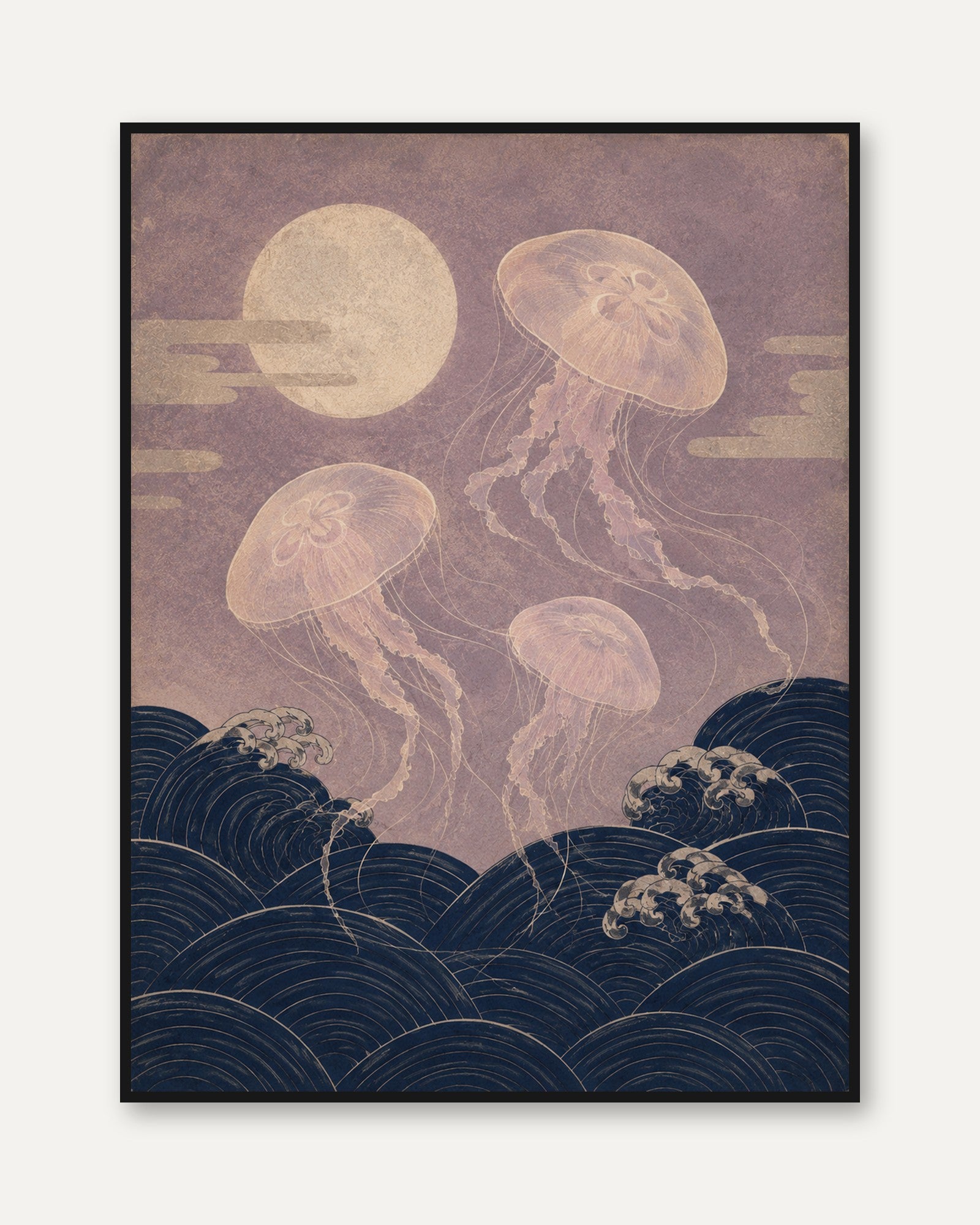 Vintage Japanese Jellyfish Print - framed