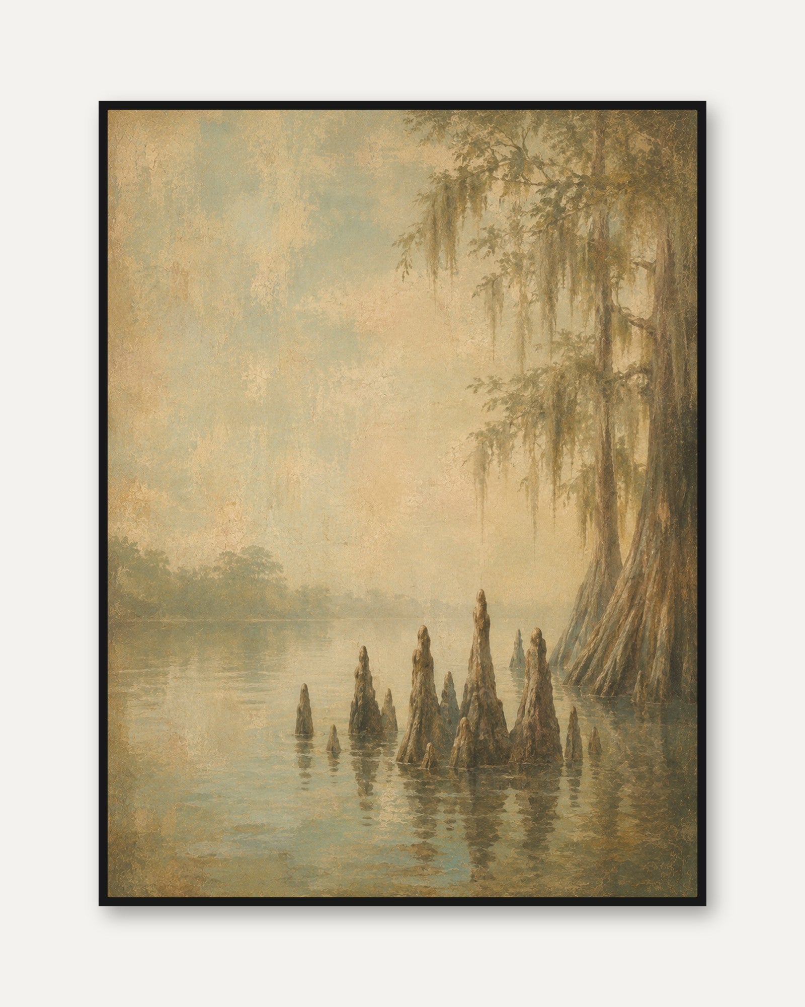 Swamp Landscape Wall Art – Vintage Nature Print - framed
