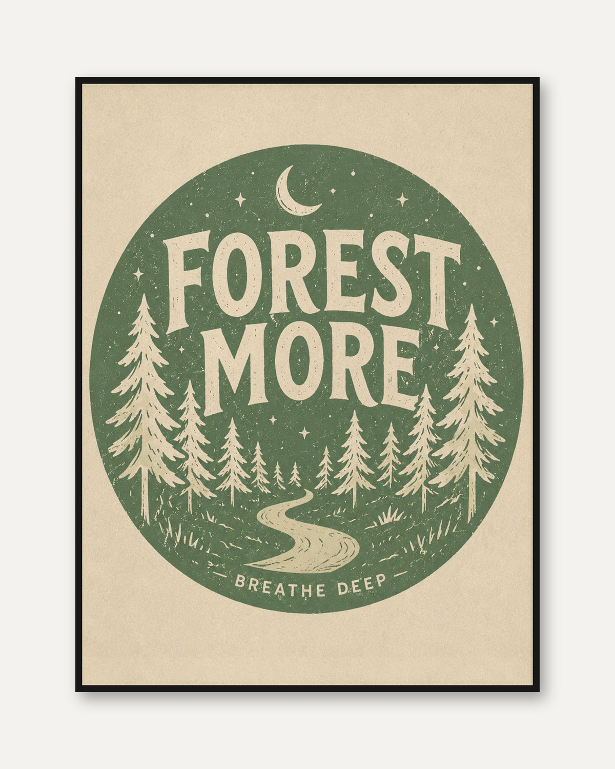 Nature Wall Art: Vintage Forest Illustration - framed