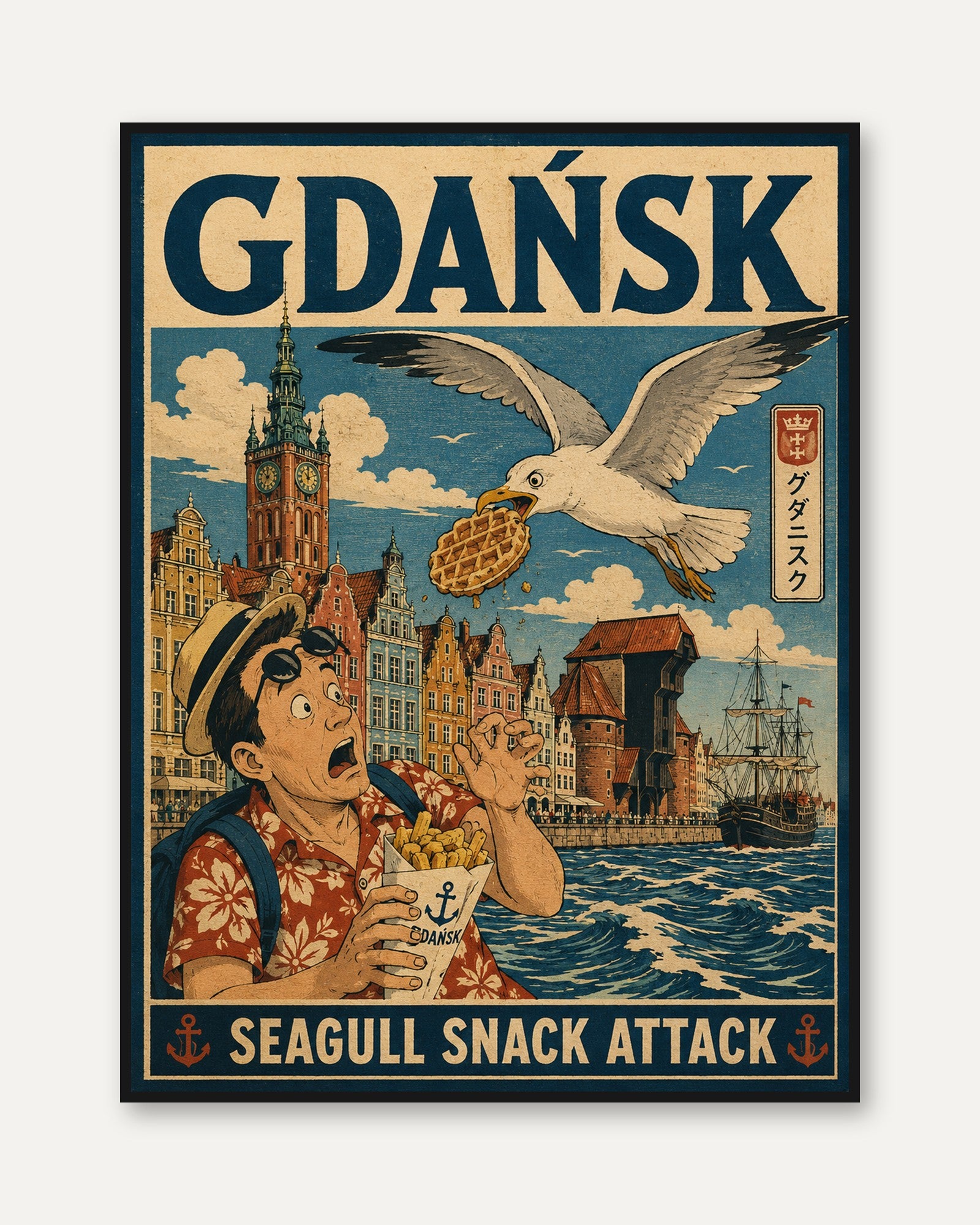 Gdansk Travel Poster – Vintage Poland Print - framed