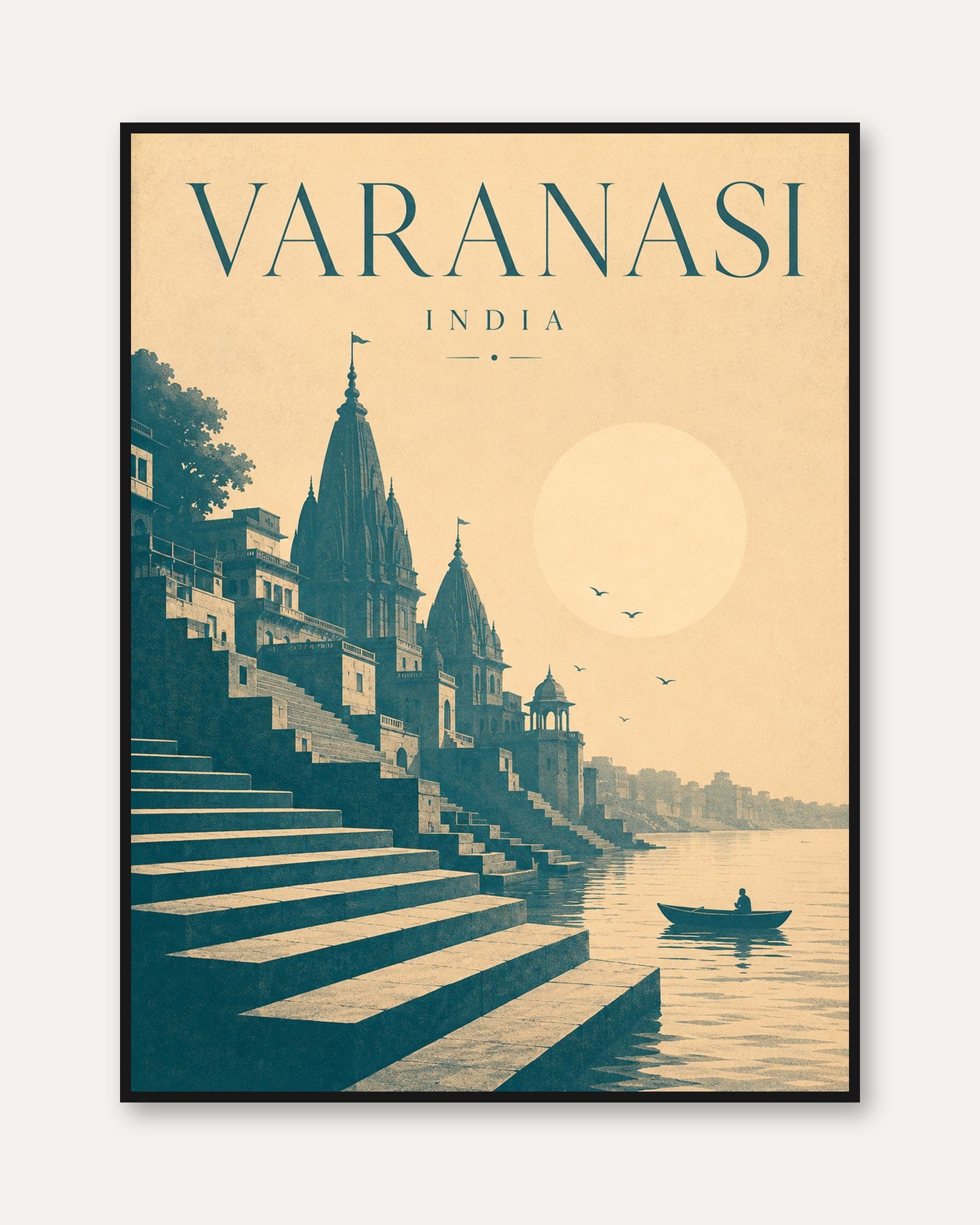 Varanasi Travel Poster – India Wall Art - framed