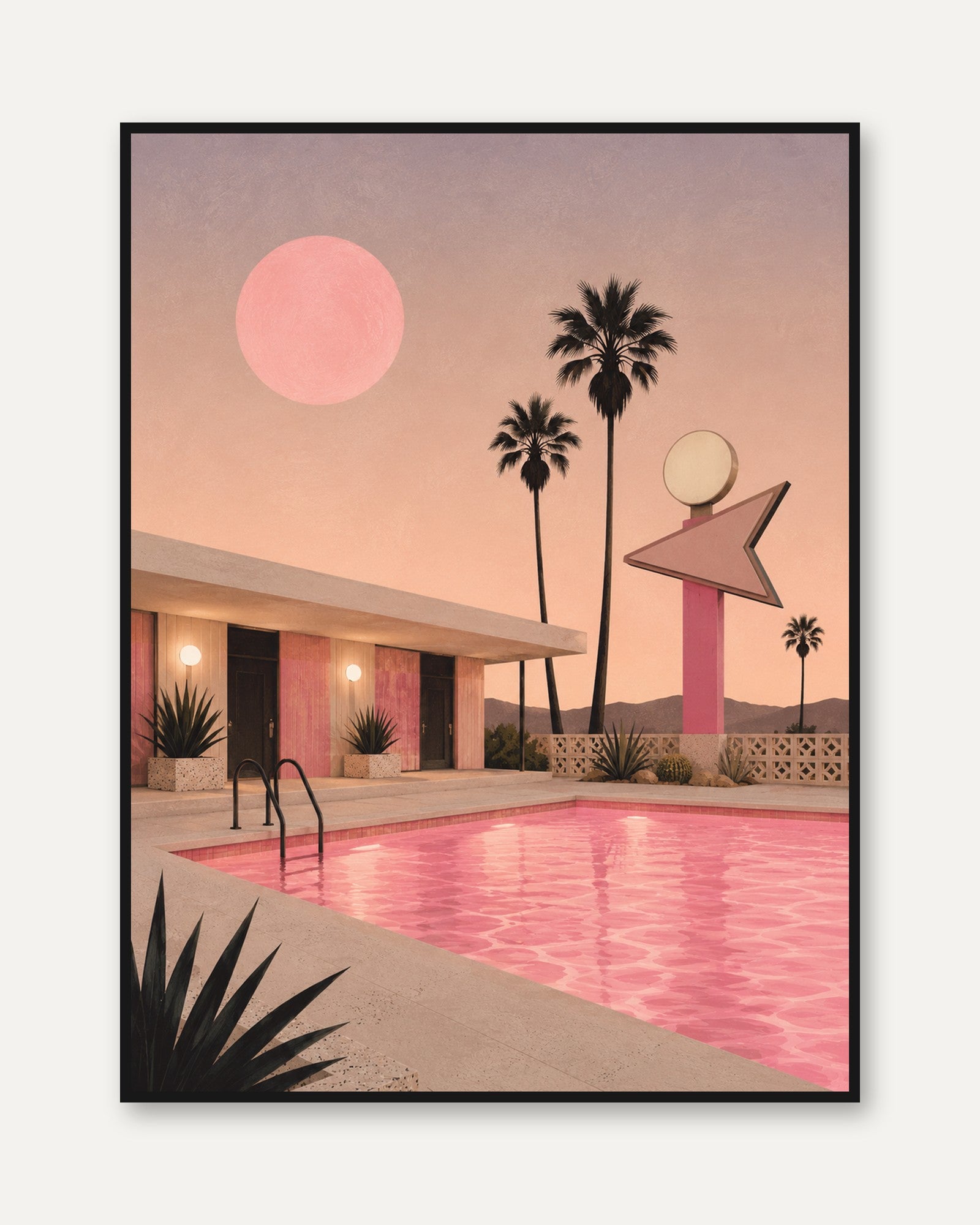 Mid Century Modern Palm Springs Pool - framed