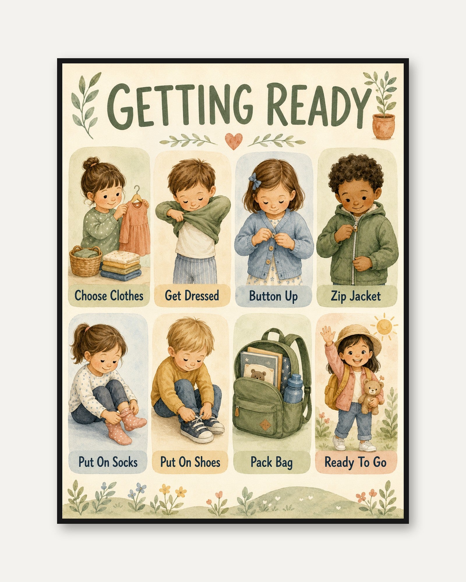 Children's Morning Routine Chart - framed