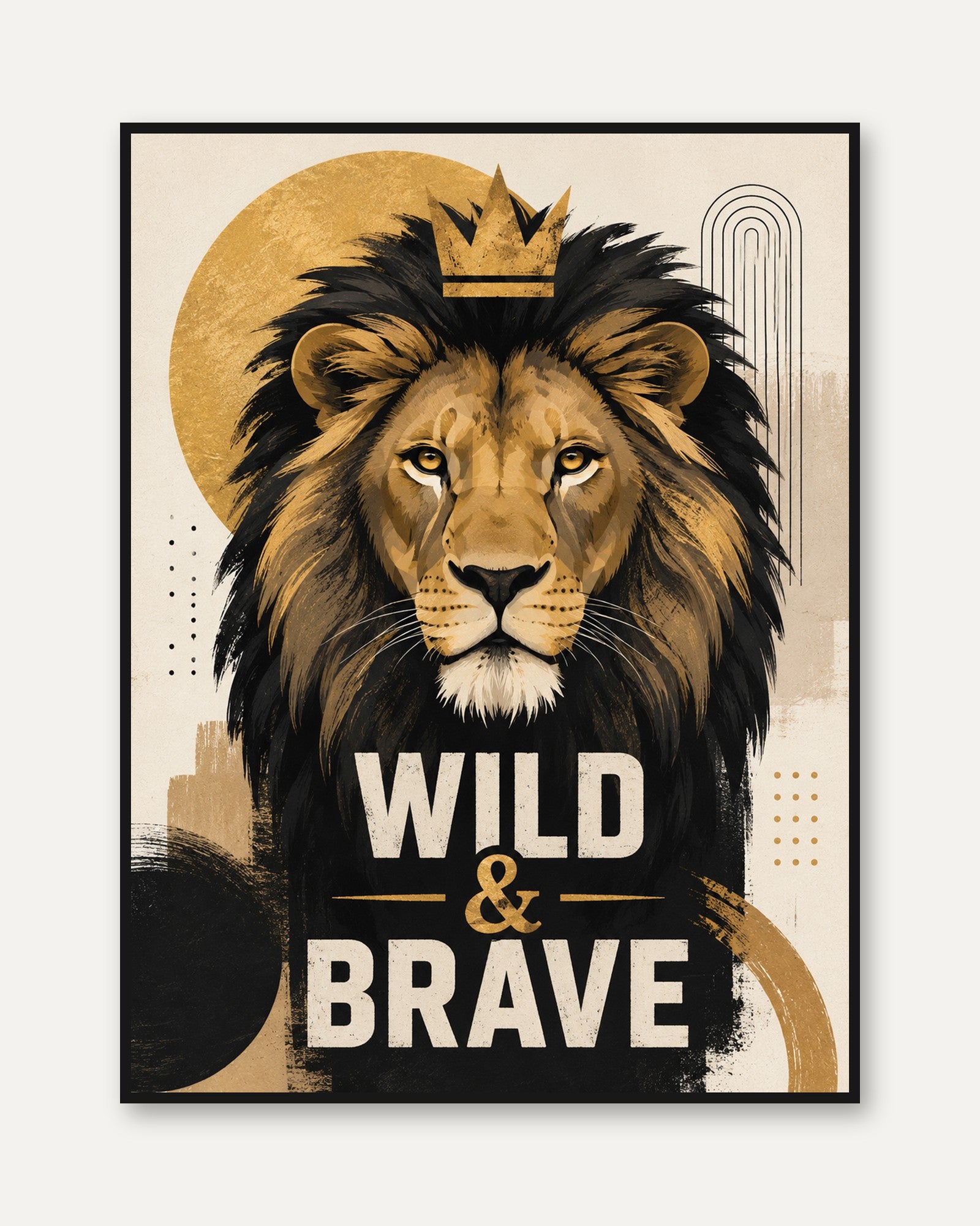 Lion Nursery Wall Art – Wild and Brave Print - framed