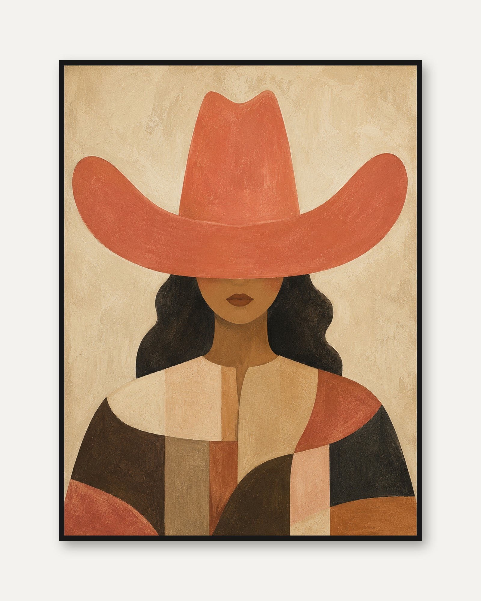 Western Woman Wall Art – Cowgirl Portrait Print - framed