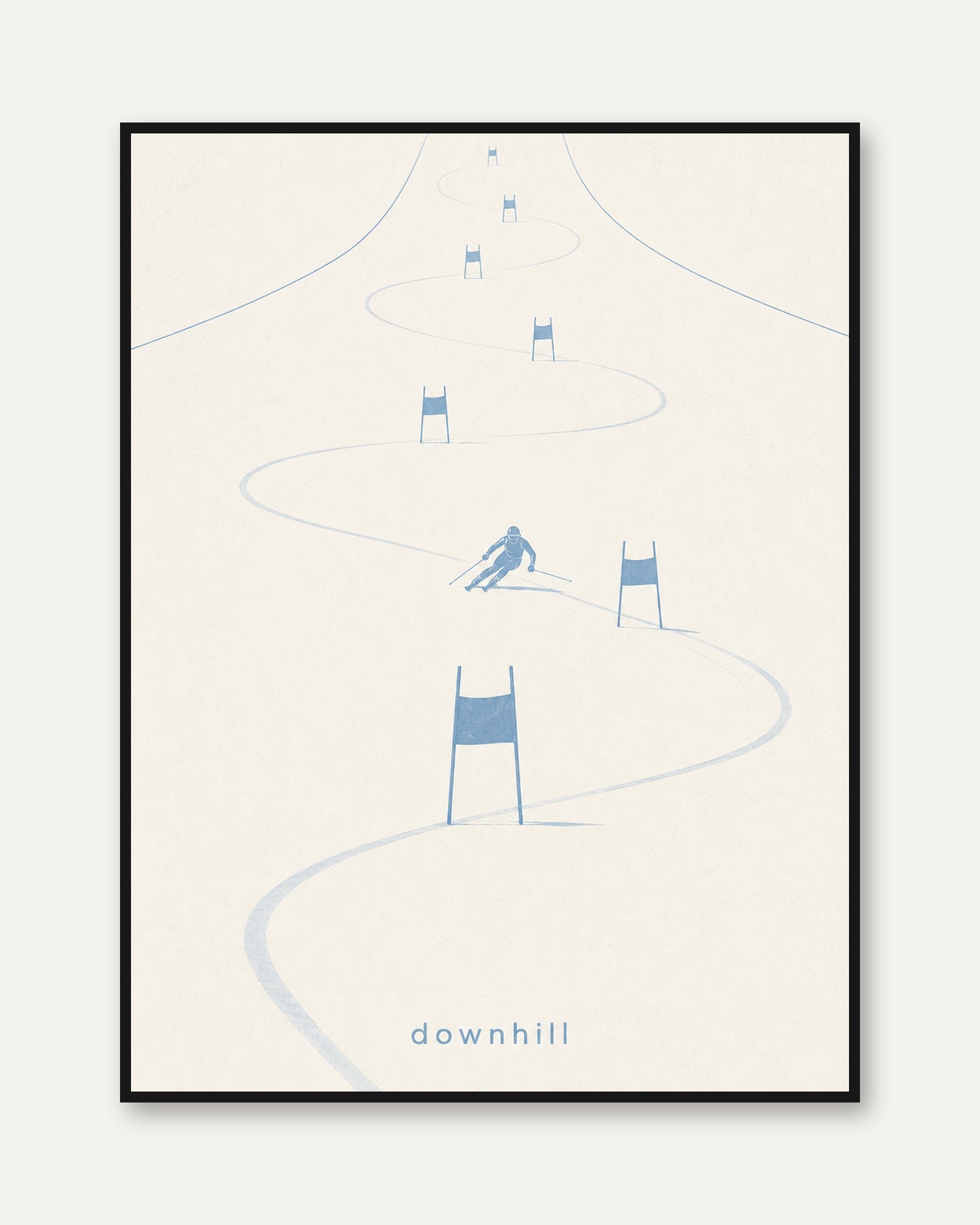 Downhill Skiing Poster - framed