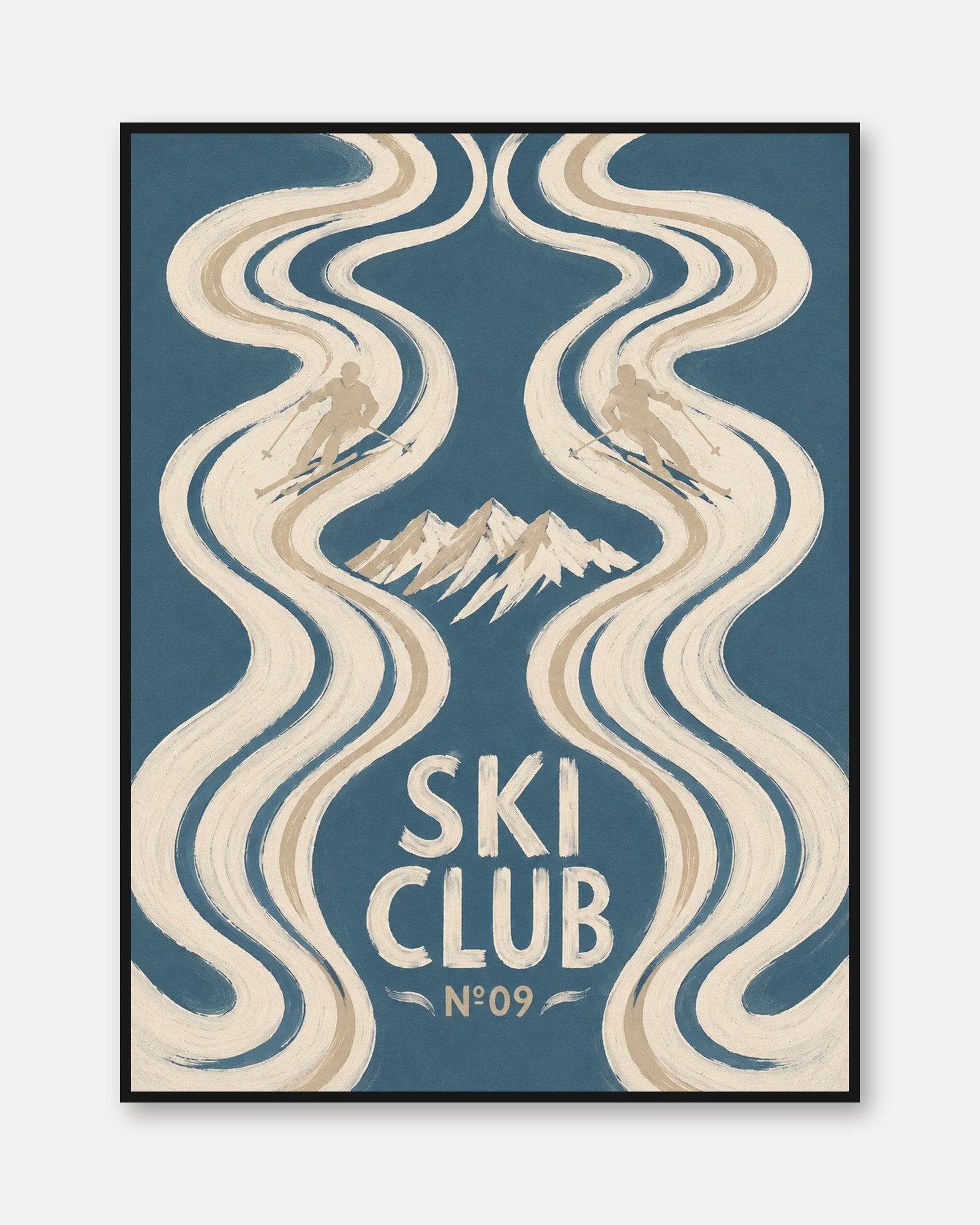Vintage Ski Poster – Retro Ski Club Print - framed