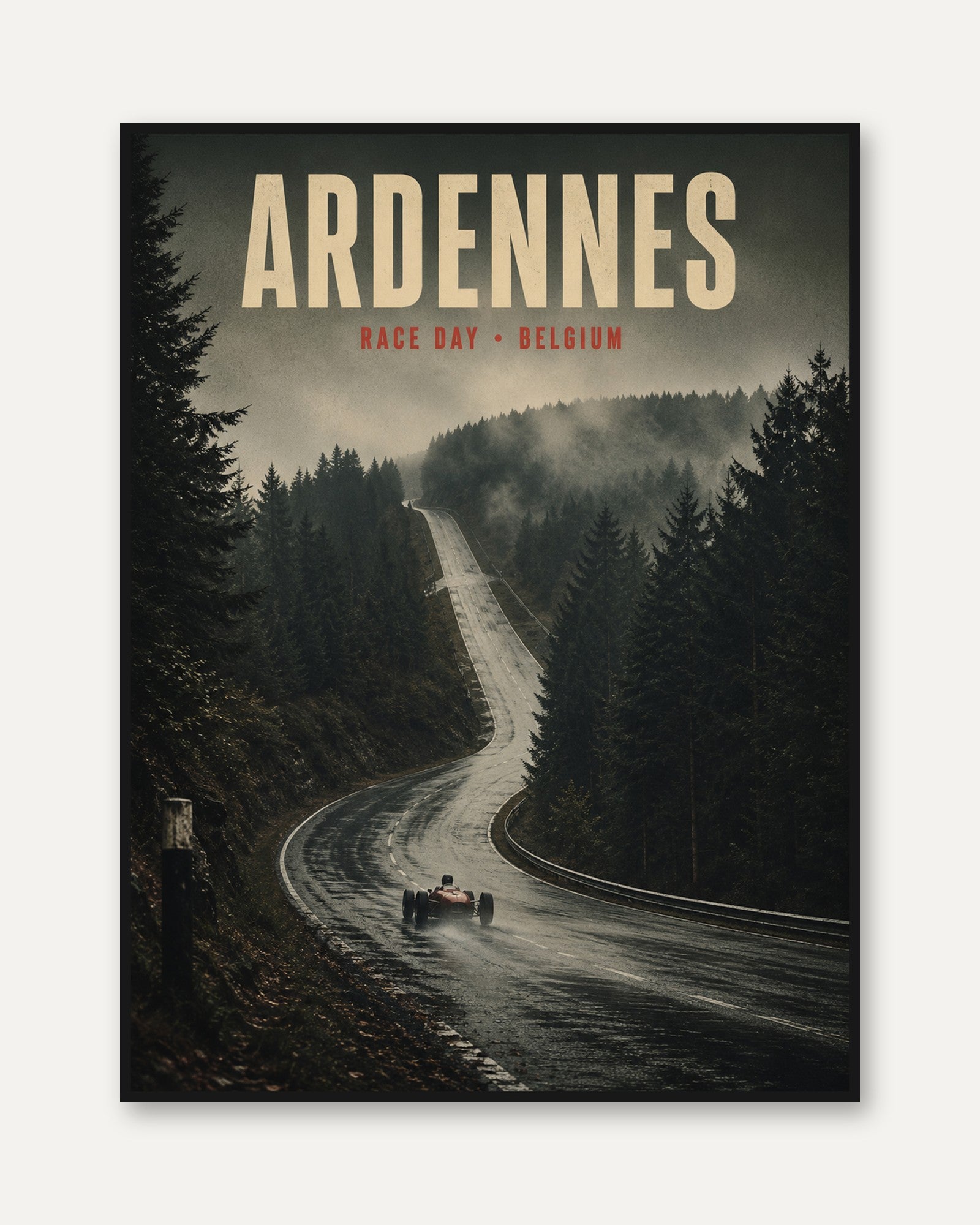Vintage Racing Poster – Belgium Travel Print - framed