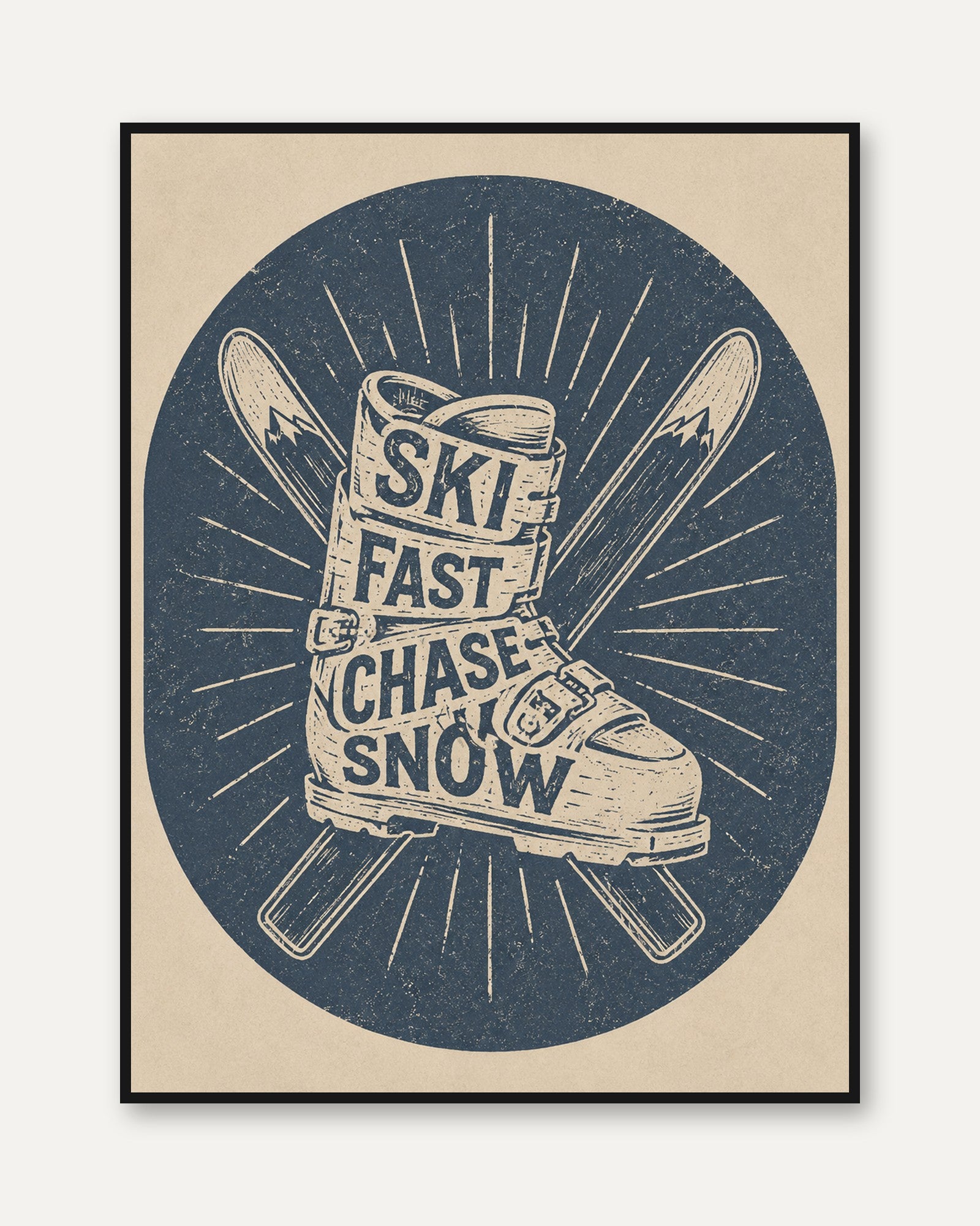 Ski Boot Art Print: Vintage Winter Sports - framed