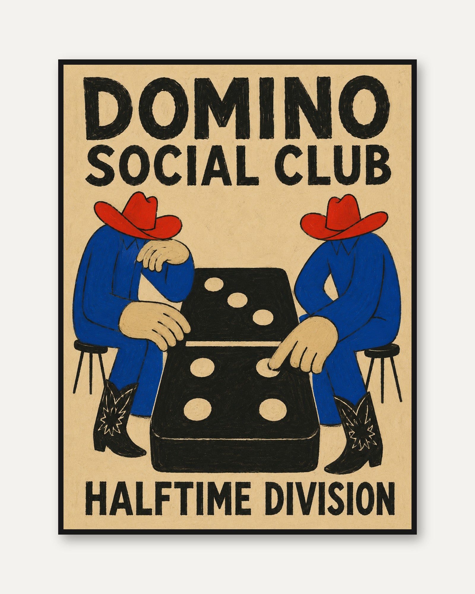 Domino Wall Art – Vintage Game Room Print - framed
