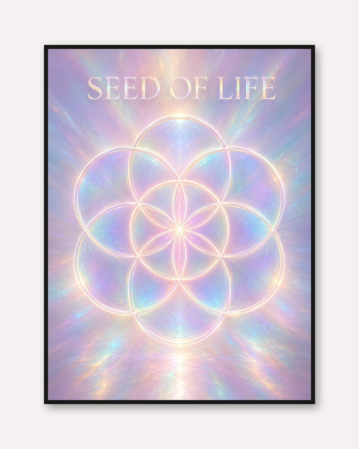 Flower of Life Print: Soft Pastel Sacred Geometry (Meditation Decor) - framed