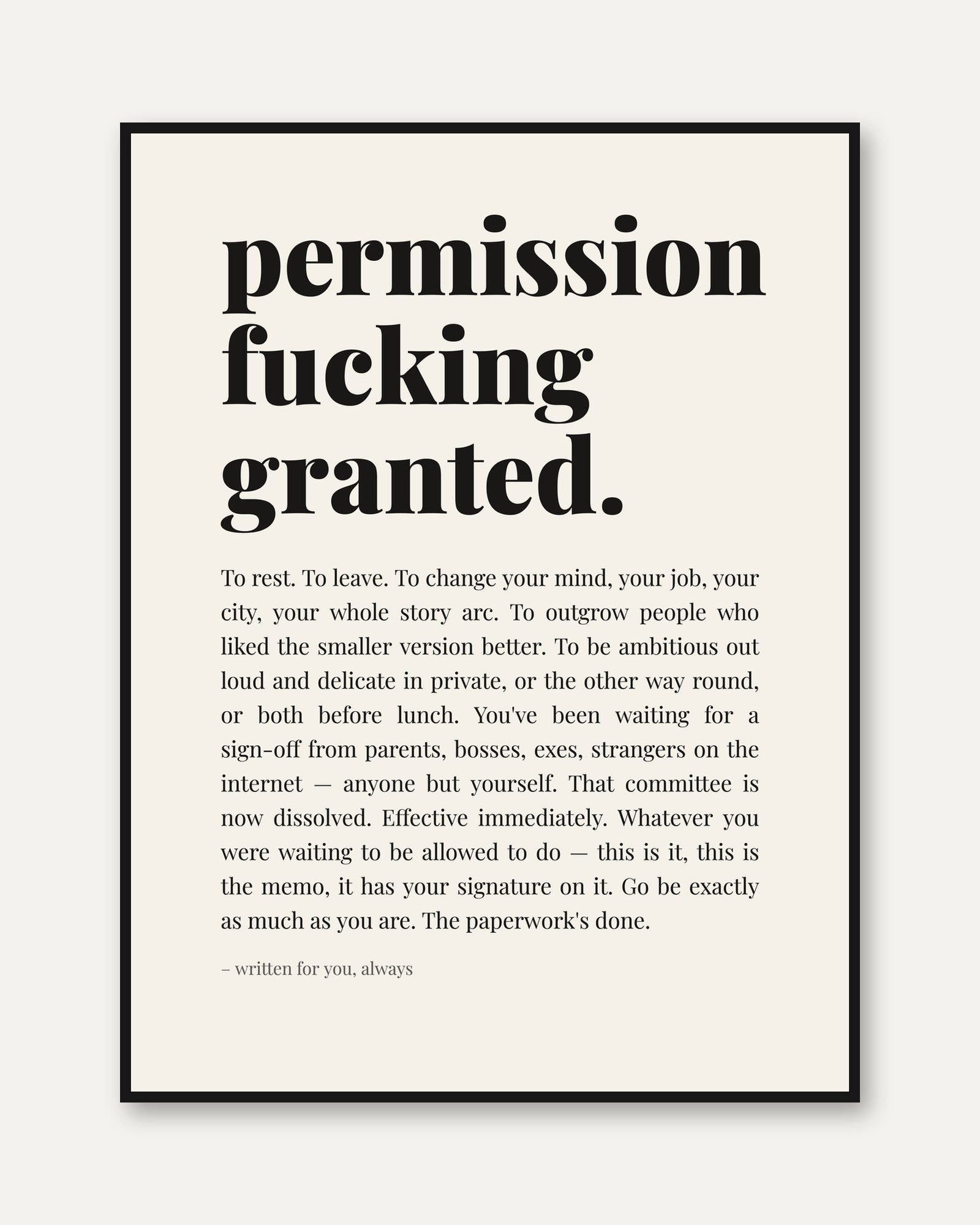 Permission Granted Print - framed