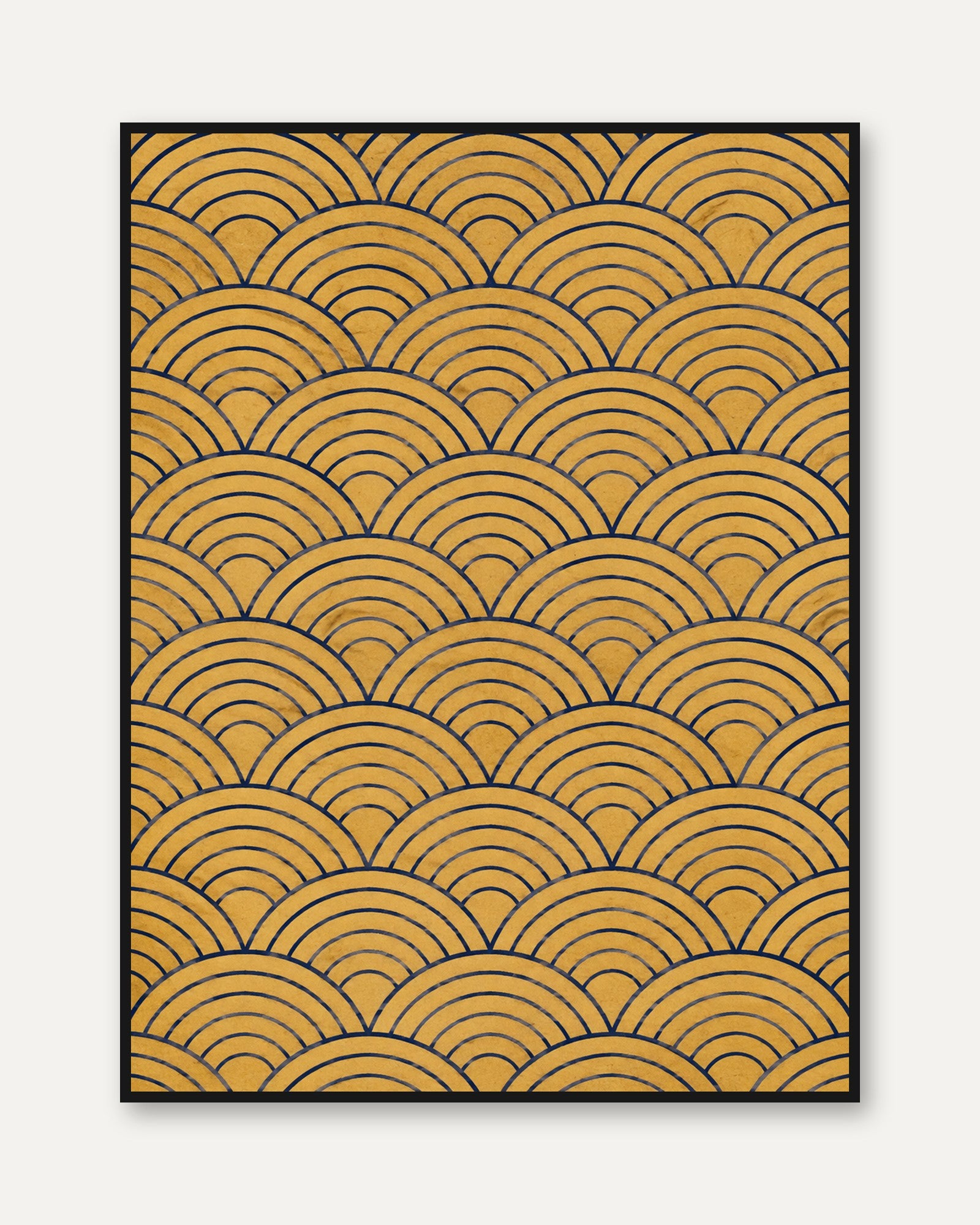 Seigaiha Wall Art Print: Japanese Wave Pattern - framed
