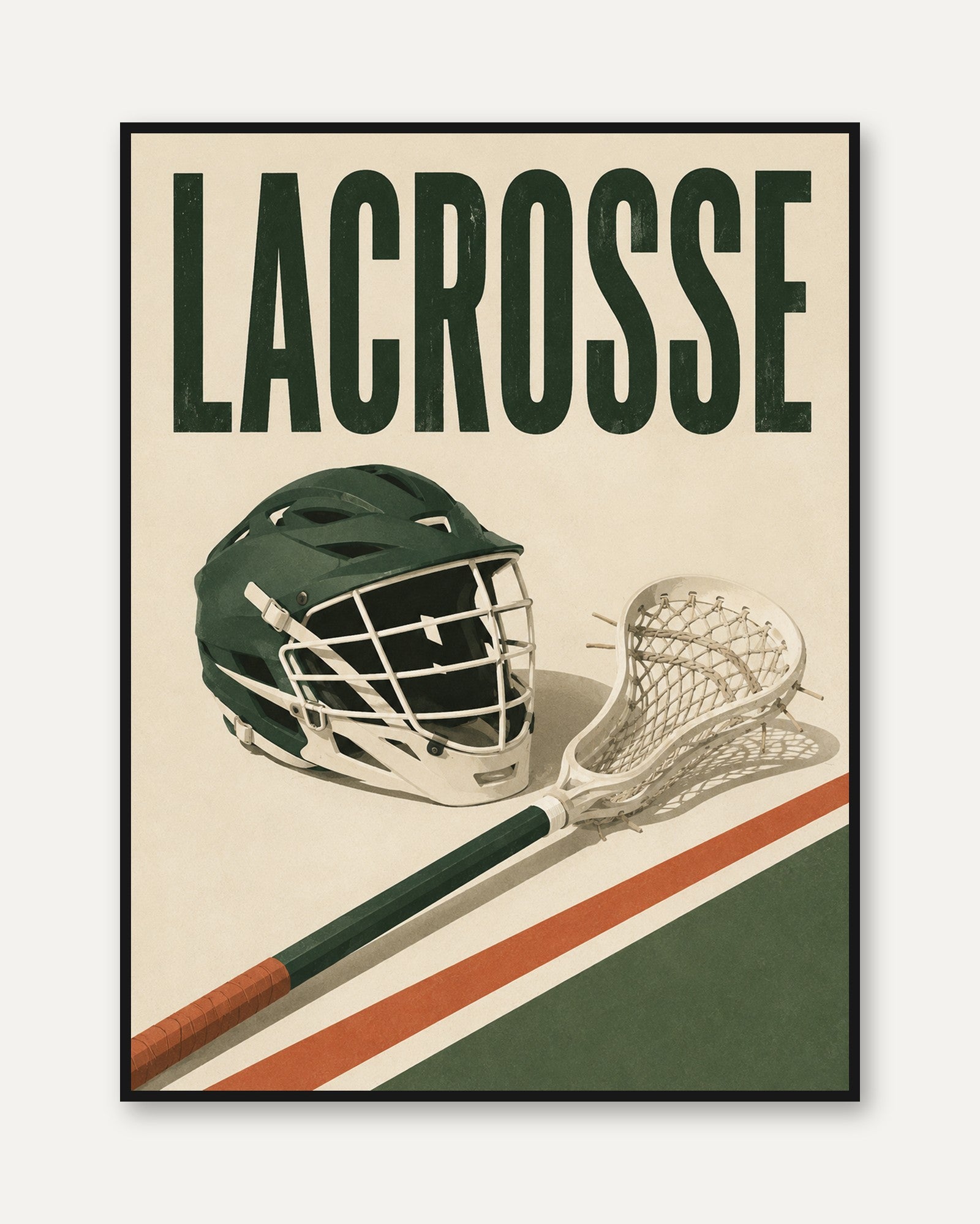 Lacrosse Wall Art – Vintage Sports Print - framed