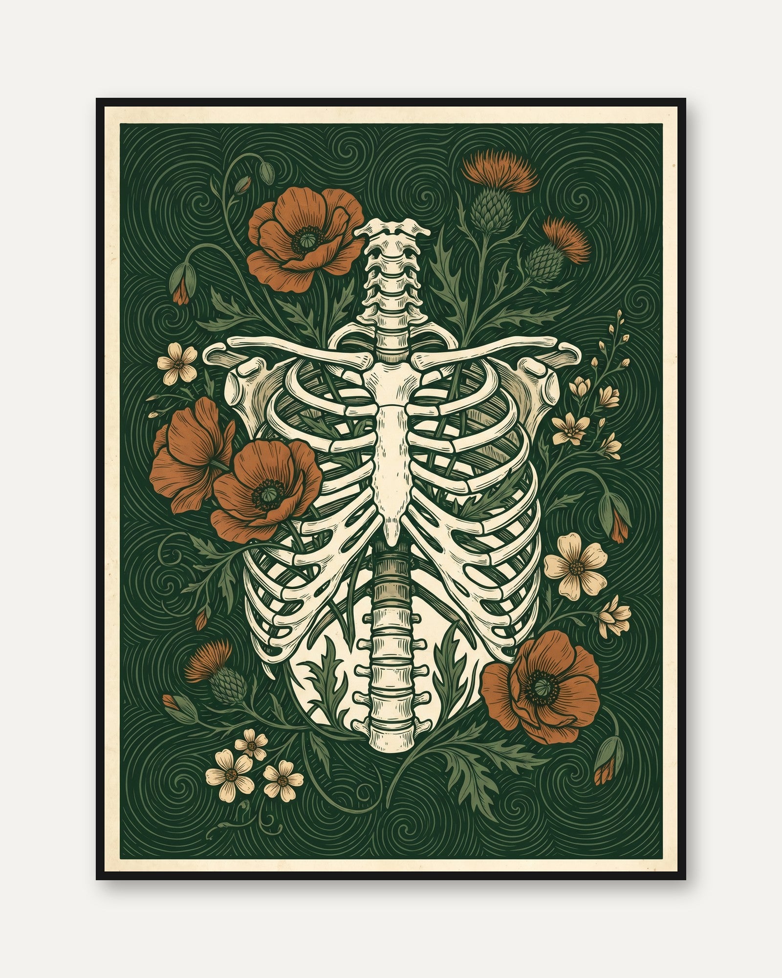 Art Nouveau Skeleton Print - framed