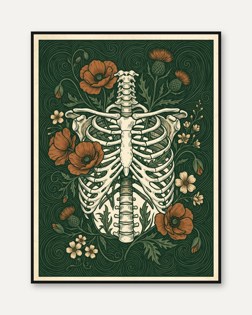 Art Nouveau Skeleton Print - framed