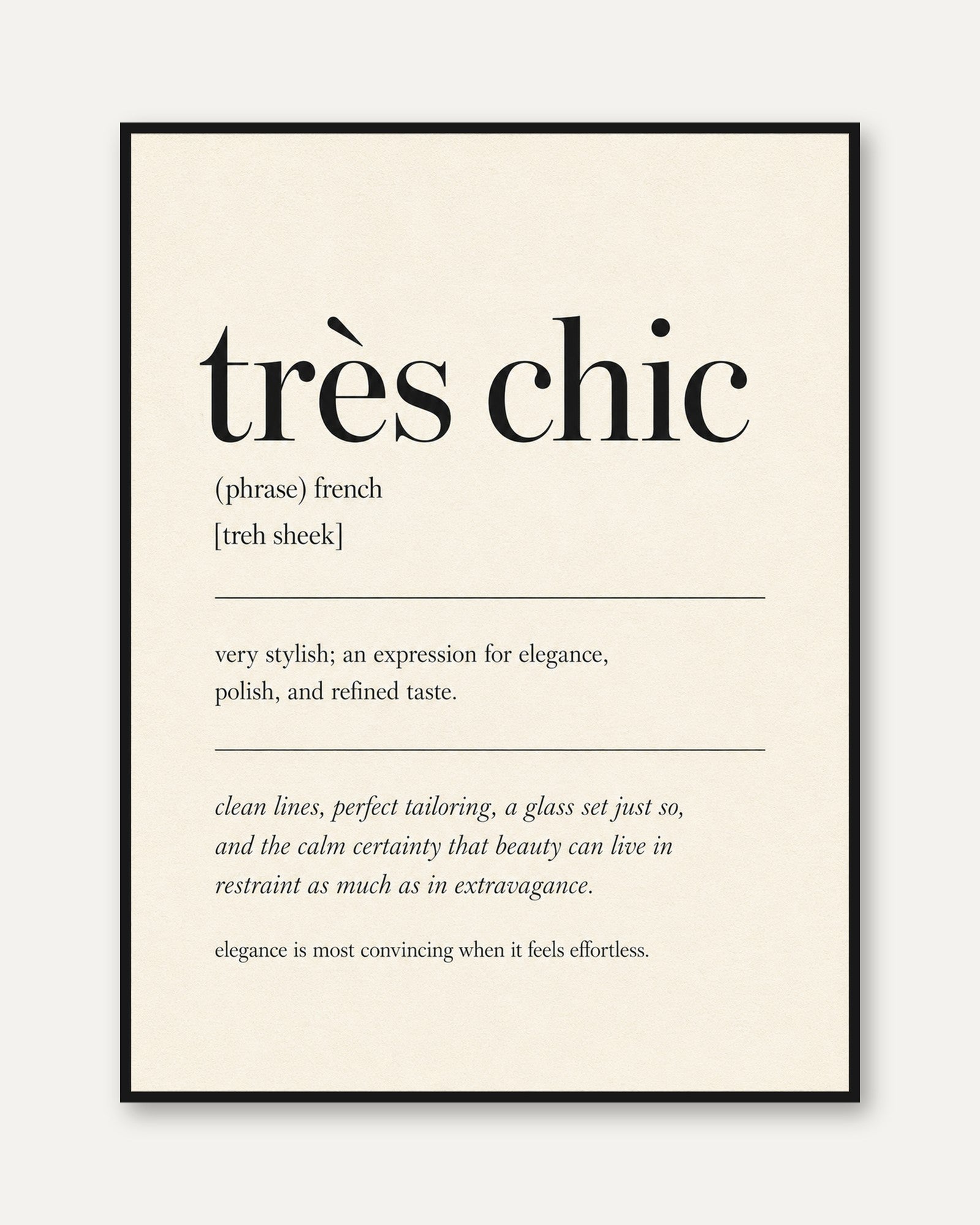 French Typography Print Très Chic - framed
