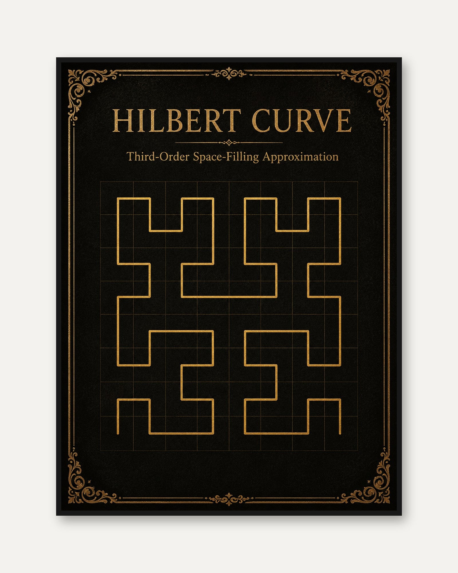 Hilbert Curve Poster – Math Wall Art - framed