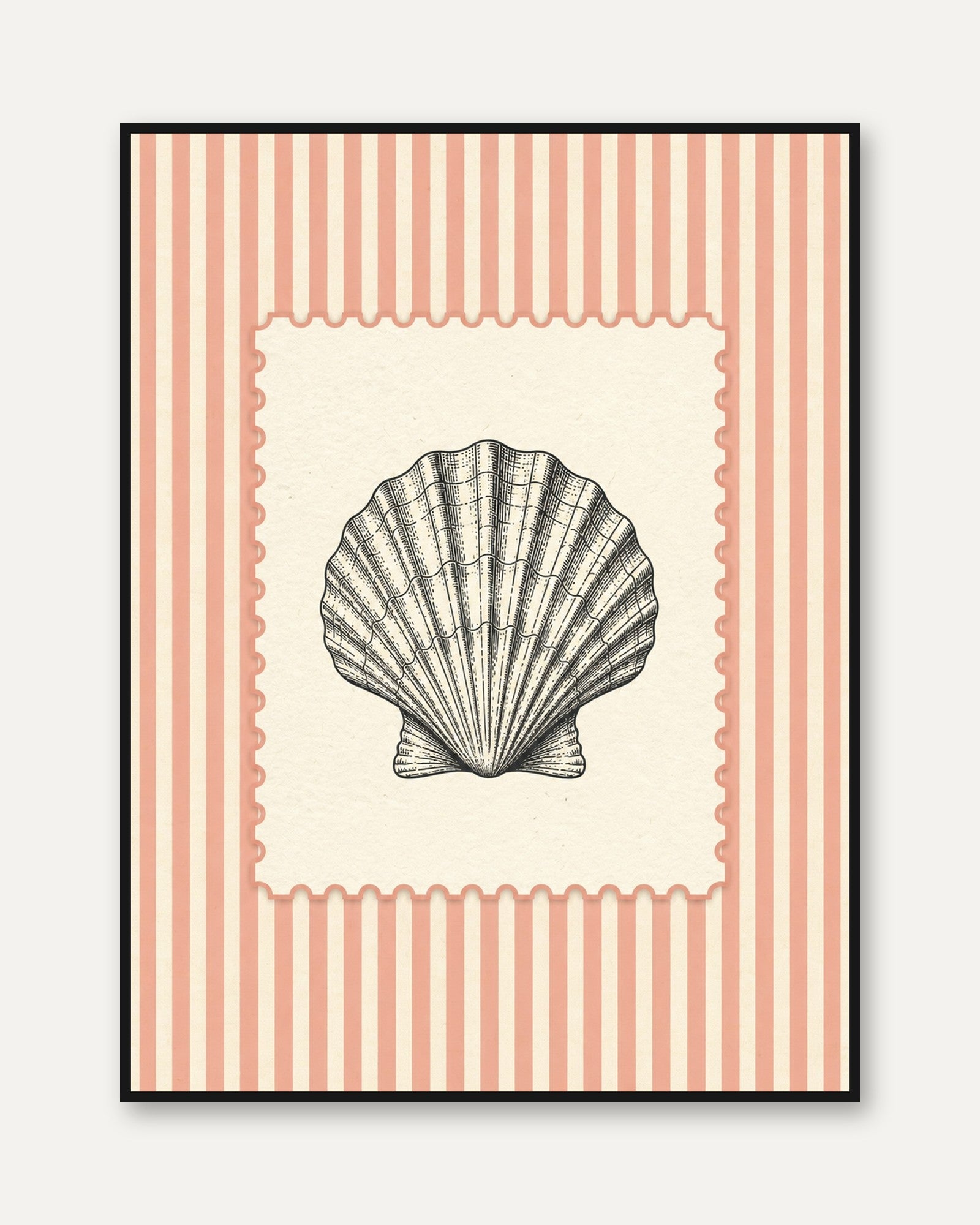 Seashell Wall Art – Coastal Nautical Print - framed