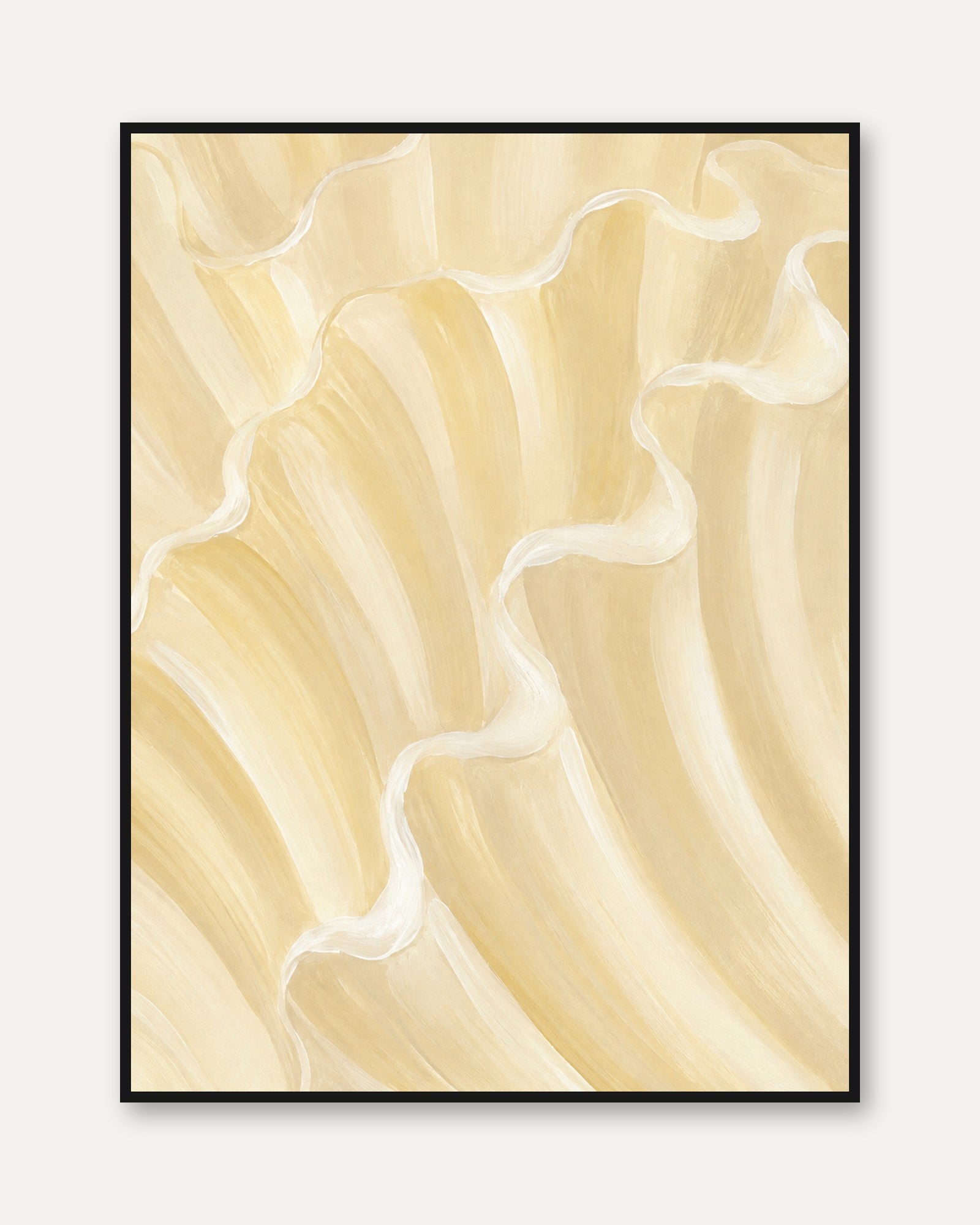 Abstract Waves Wall Art – Neutral Beige Print - framed