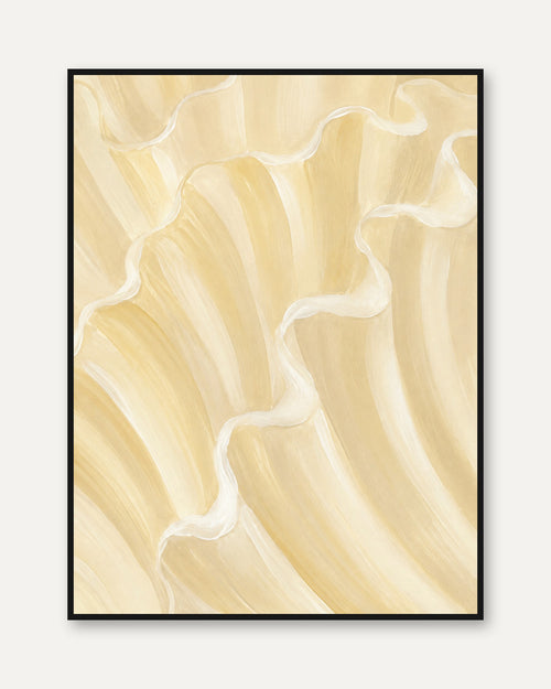 Abstract Waves Wall Art – Neutral Beige Print - framed