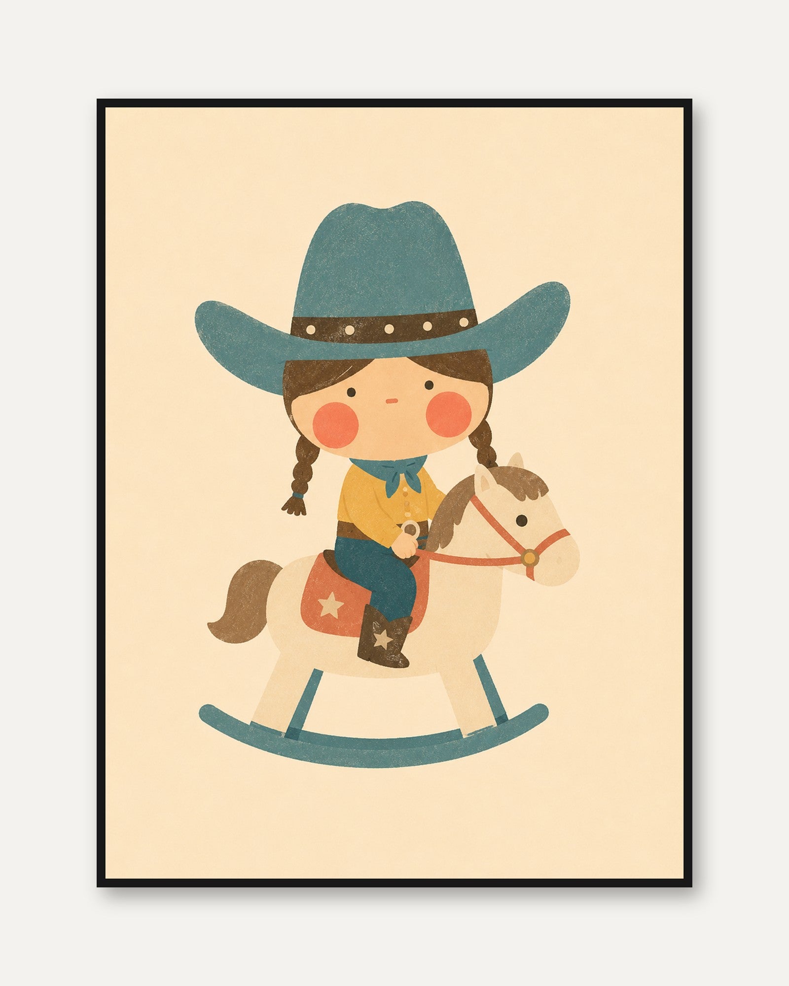 Cowboy Rocking Horse Print - framed