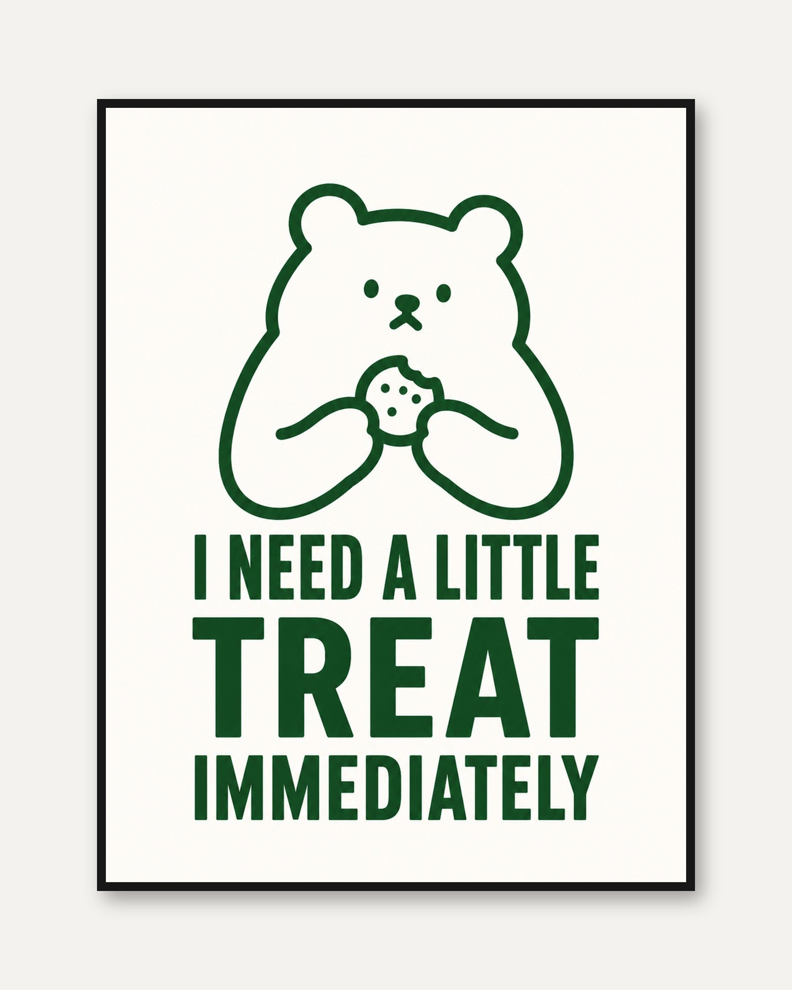 Whimsical Bear Cookie Print: Kitchen Wall Art - framed
