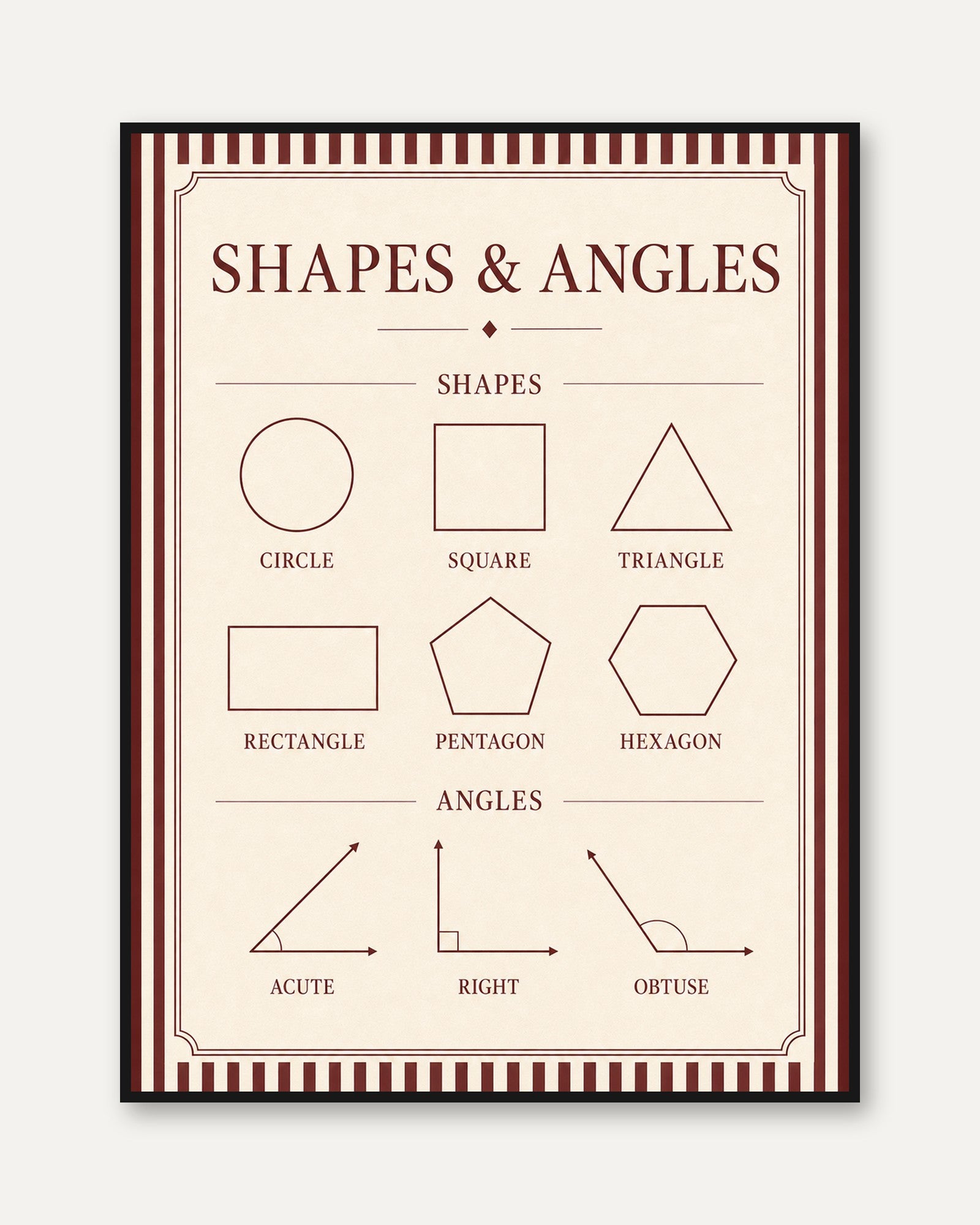 Geometry Poster – Shapes and Angles Print - framed