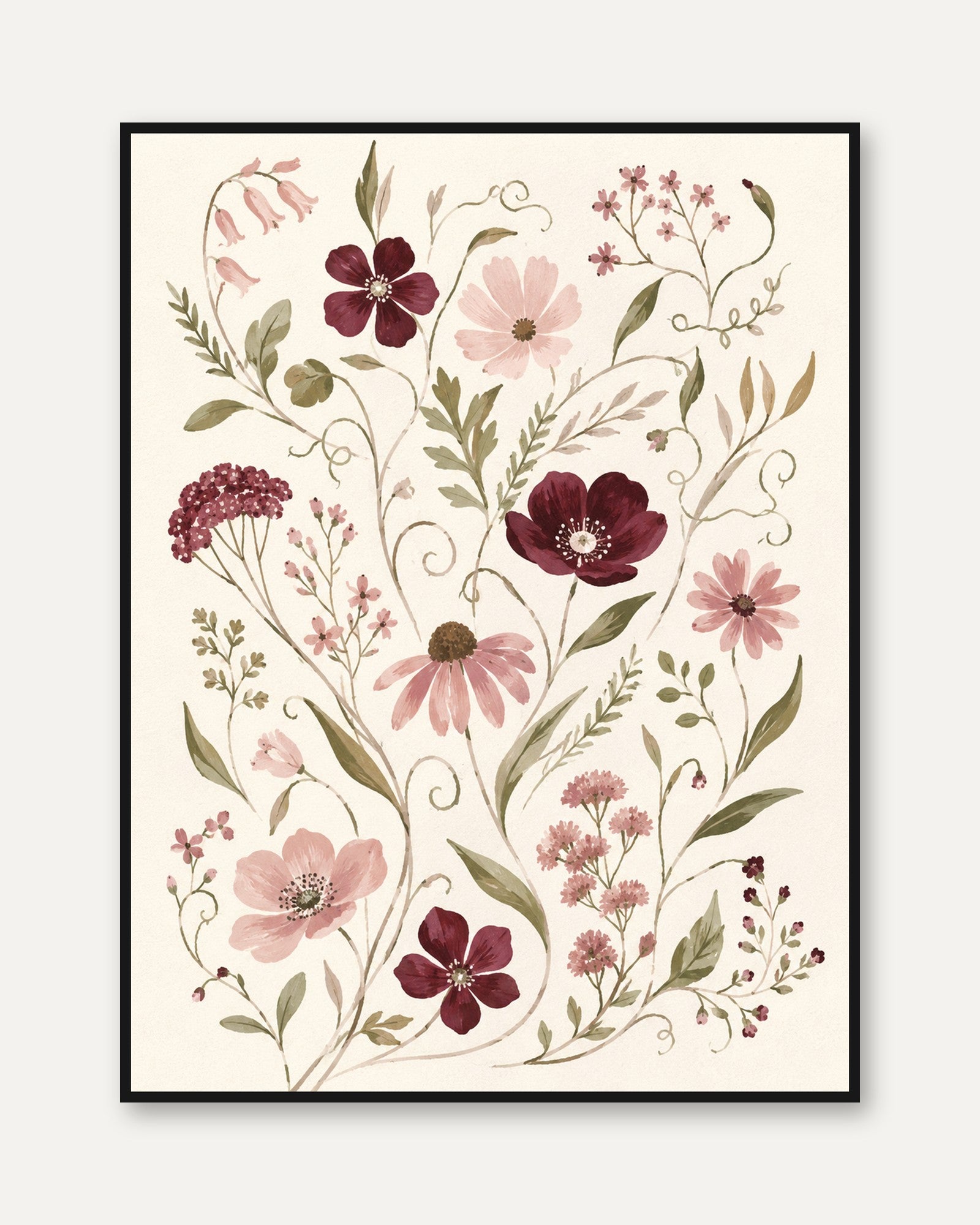 Wildflower Wall Art – Botanical Print - framed