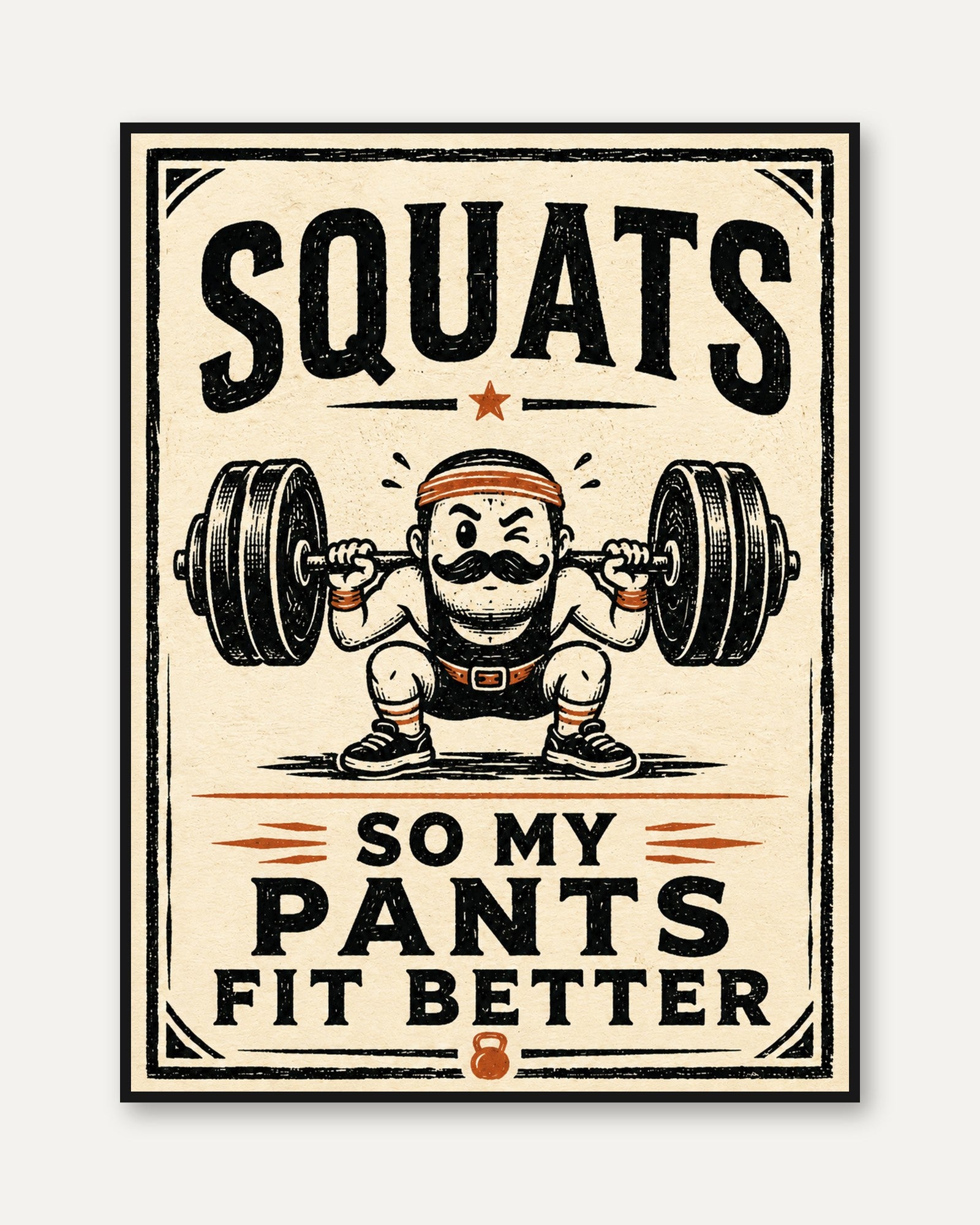 Gym Motivational Poster – Squats Fitness Wall Art - framed