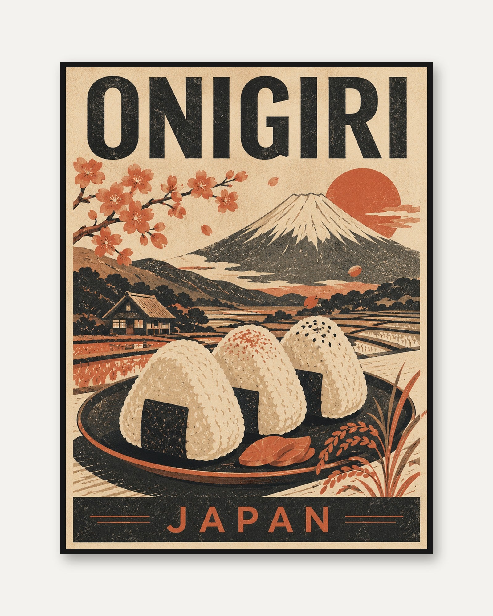 Vintage Onigiri Wall Art - framed