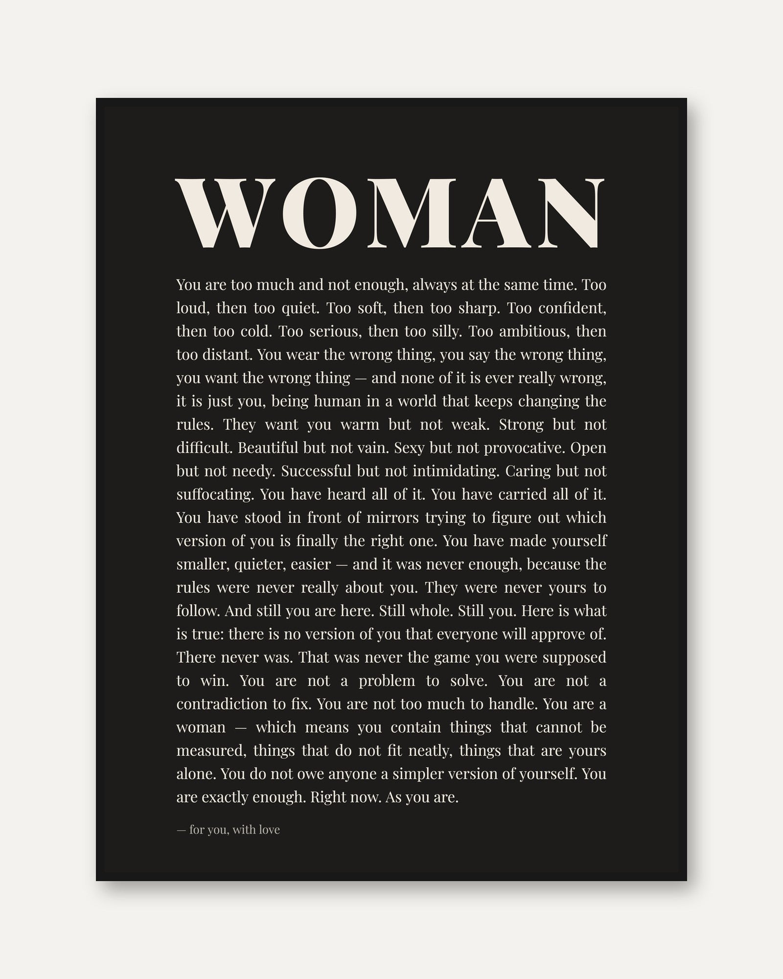 Feminist Wall Art – Empowerment Quote Print - framed
