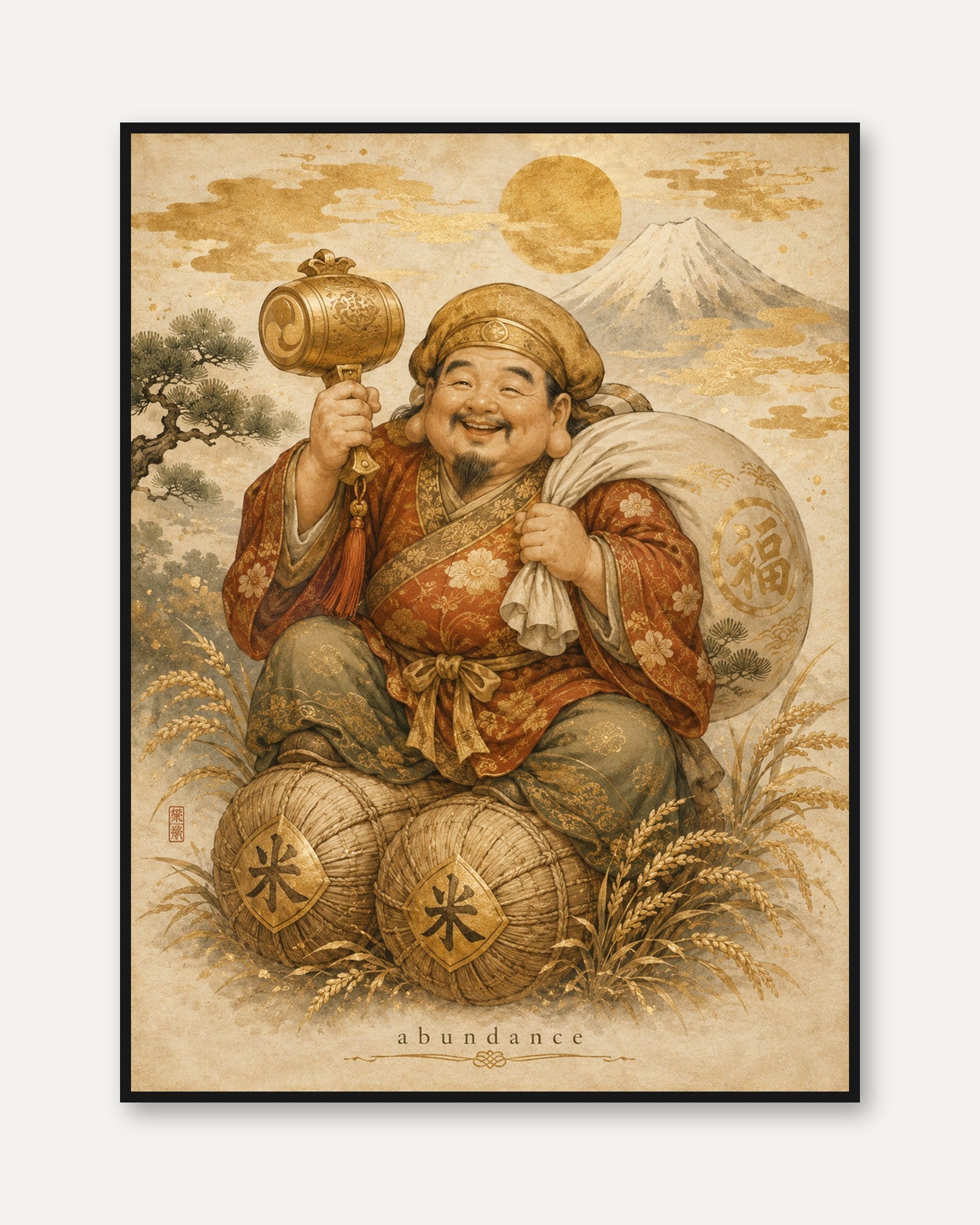 Japanese God Wall Art – Abundance Print - framed