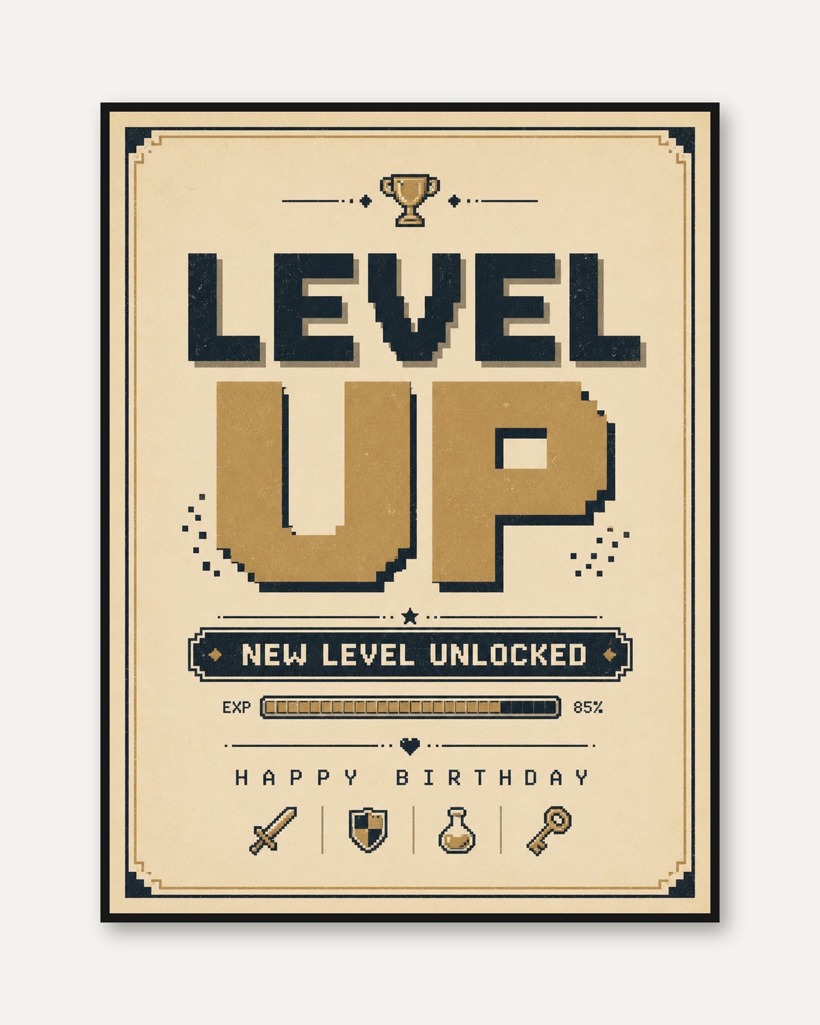 Birthday Wall Art – Level Up Print - framed