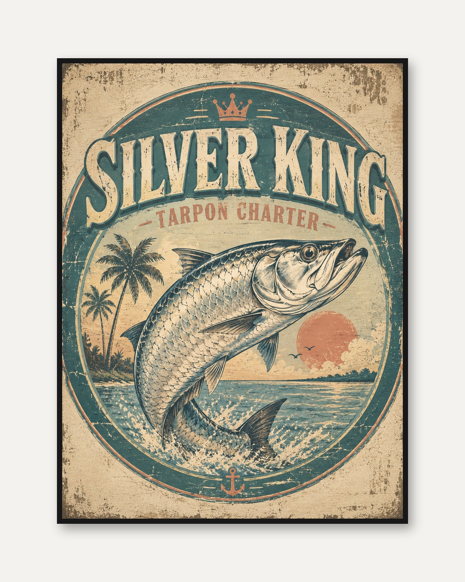 Fishing Wall Art – Vintage Tarpon Poster - framed