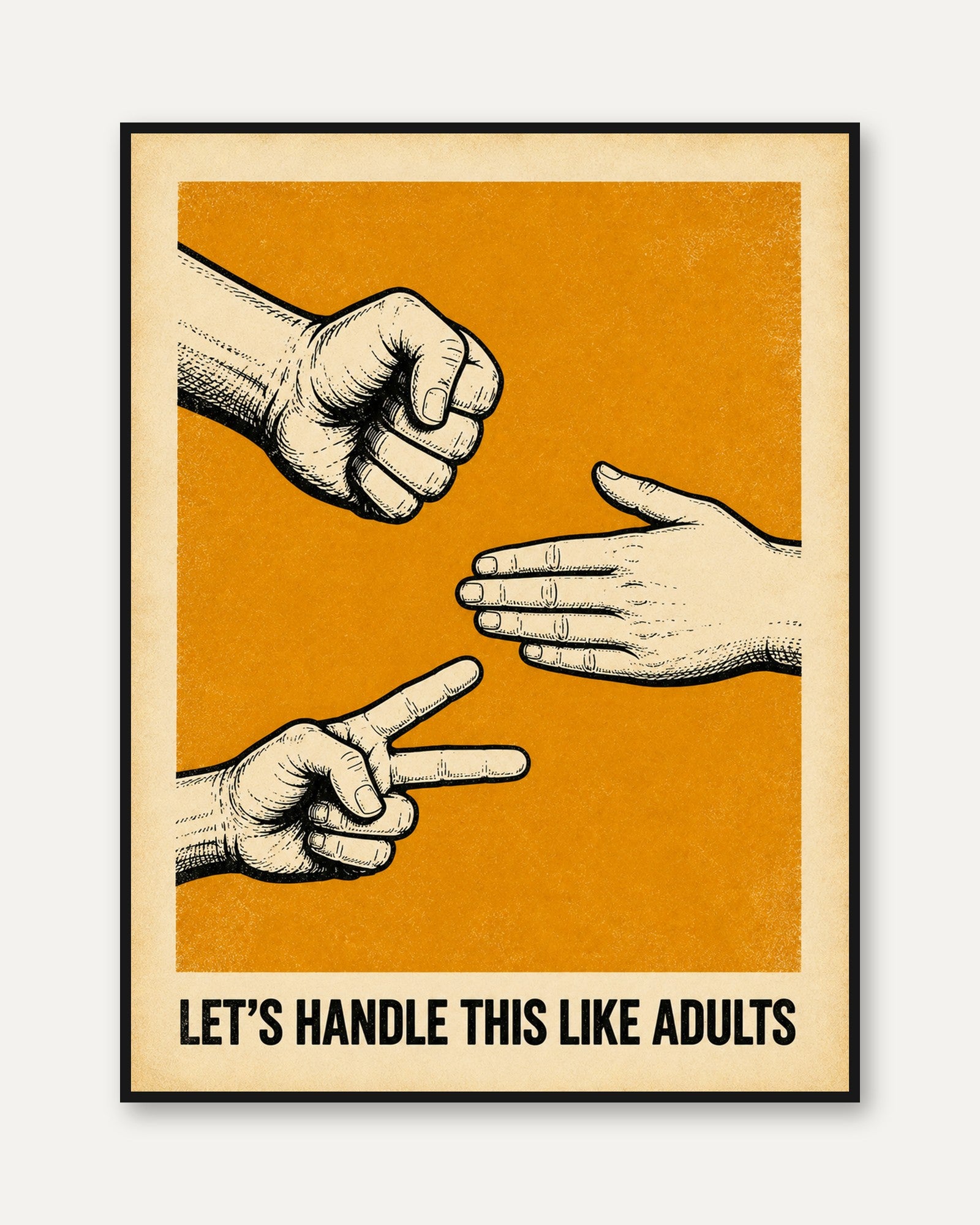 Rock Paper Scissors Poster - framed