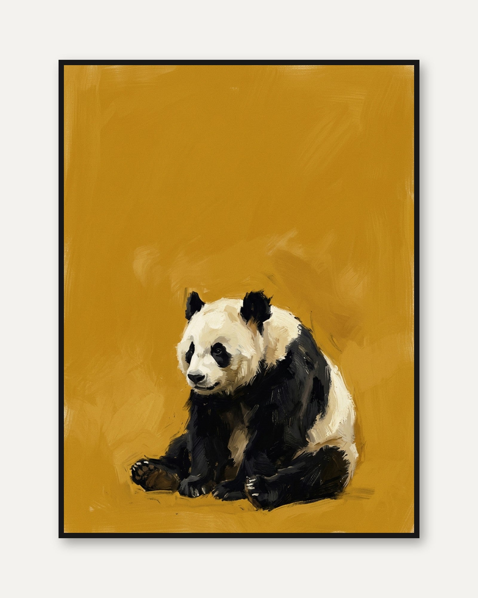 Panda Bear Print — Expressive Oil Painting Style - framed