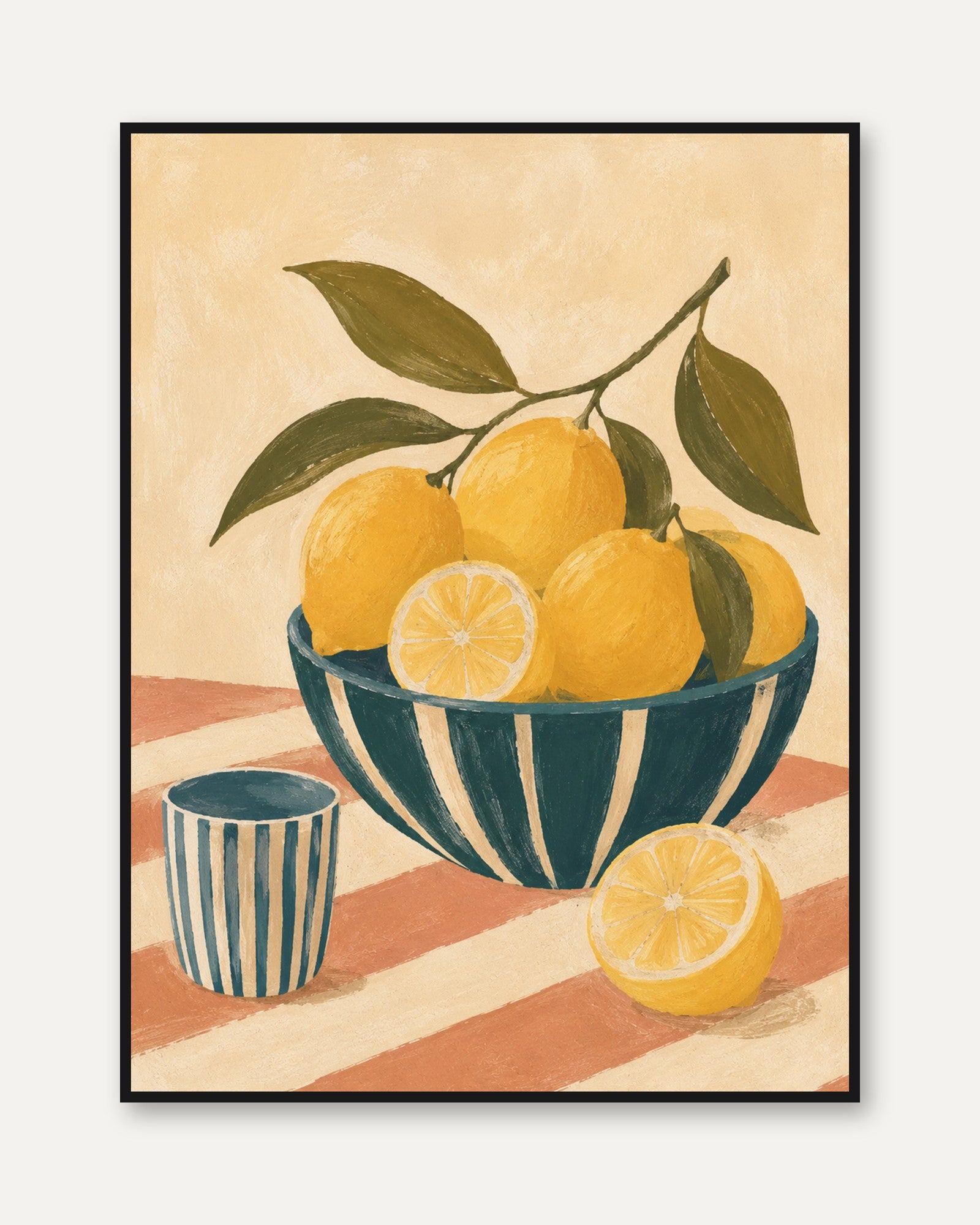 Lemon Kitchen Wall Art – Citrus Fruit Print - framed