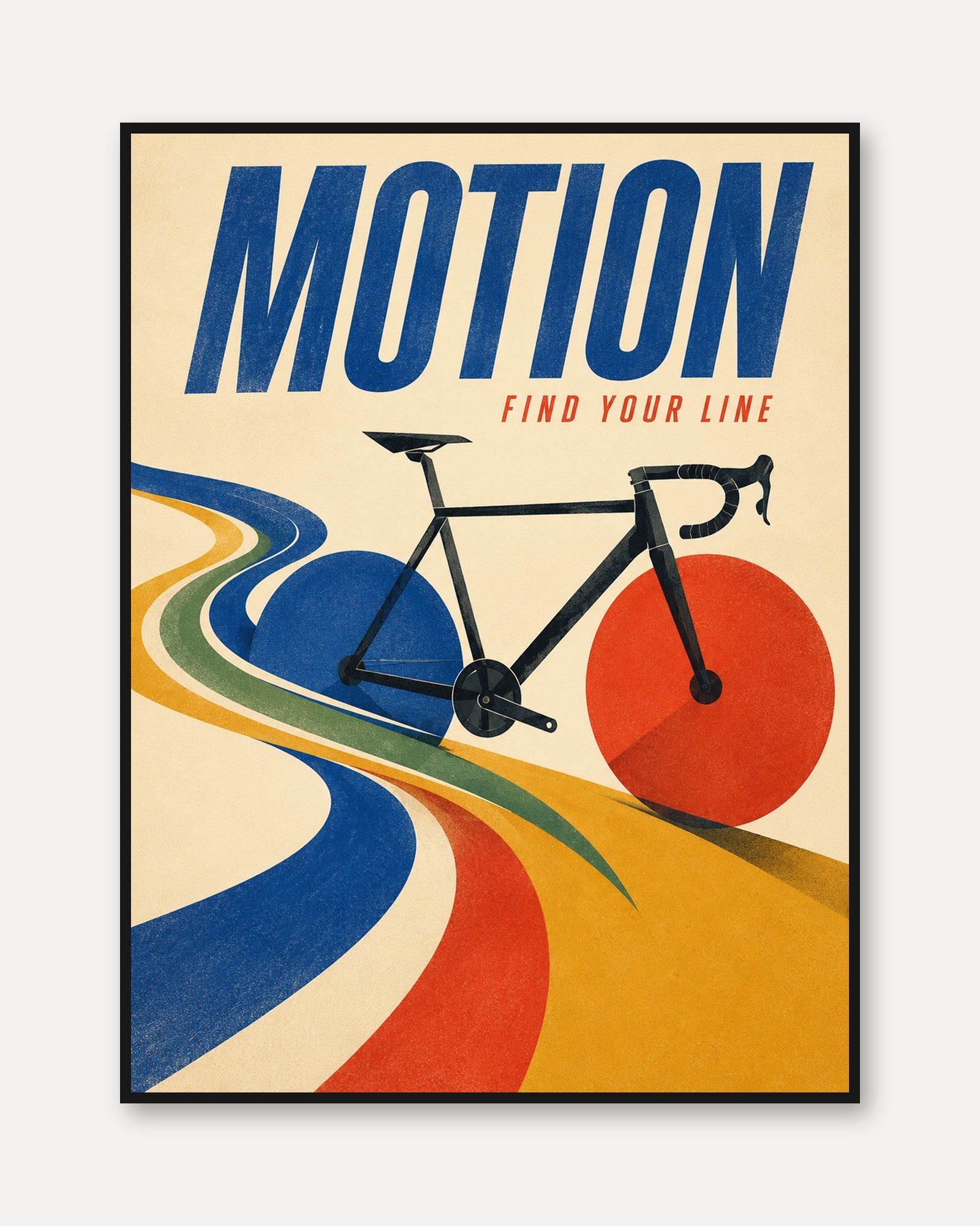 Cycling Wall Art – Retro Bike Poster - framed