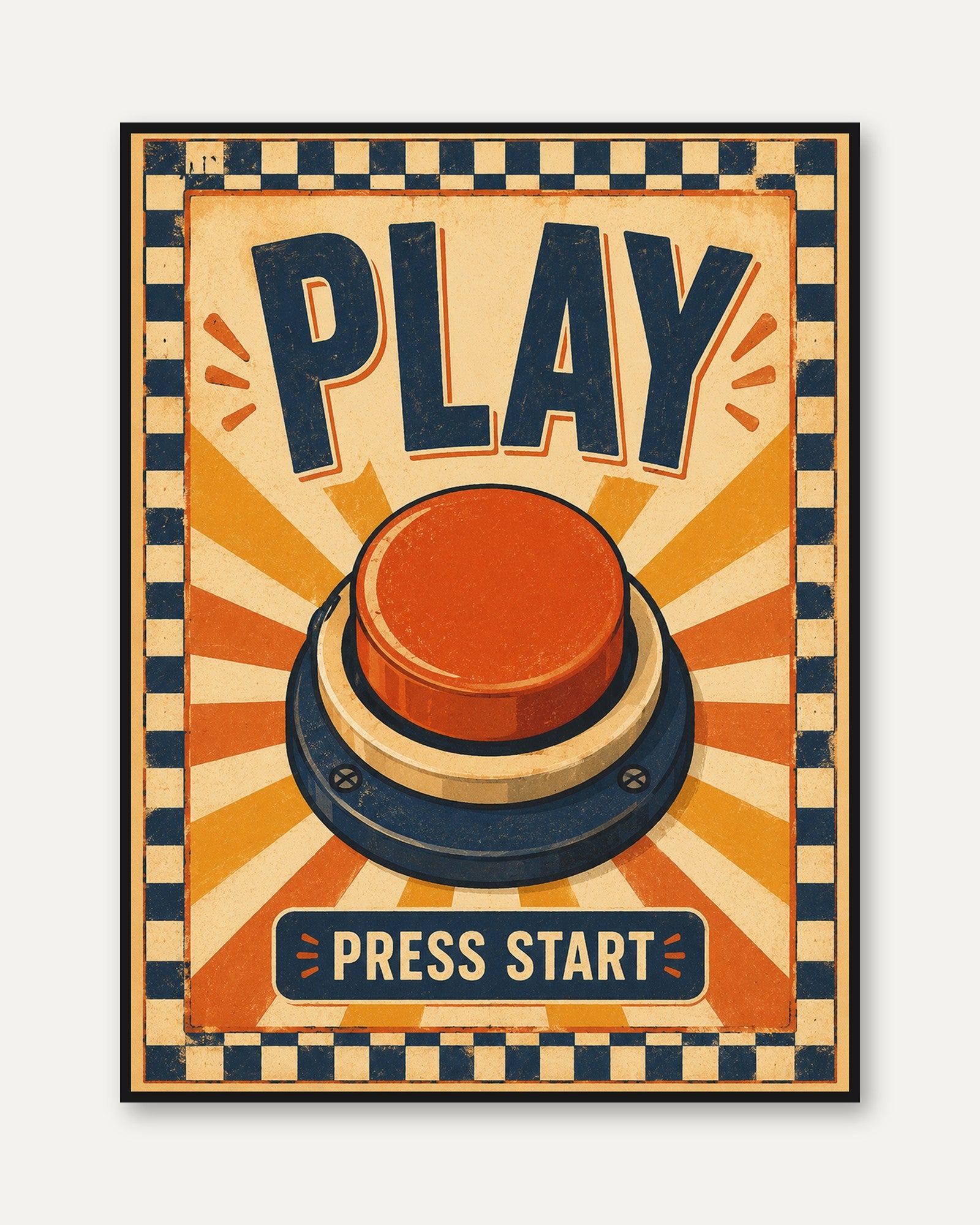 Retro Game Room Poster – Vintage Arcade Print - framed