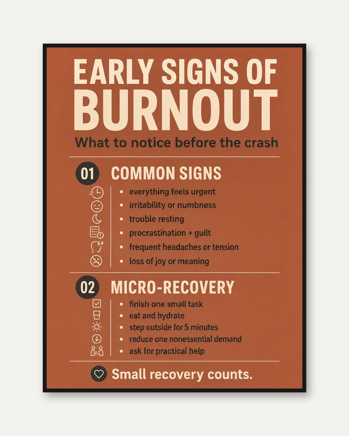 Burnout Awareness Poster: Mental Health Reminder - framed