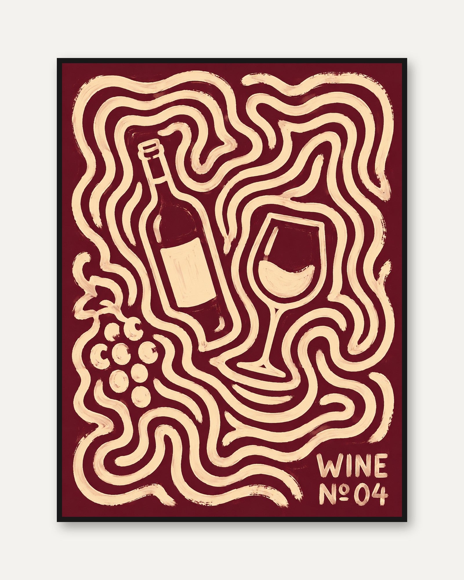 Wine Wall Art – Retro Kitchen Decor - framed