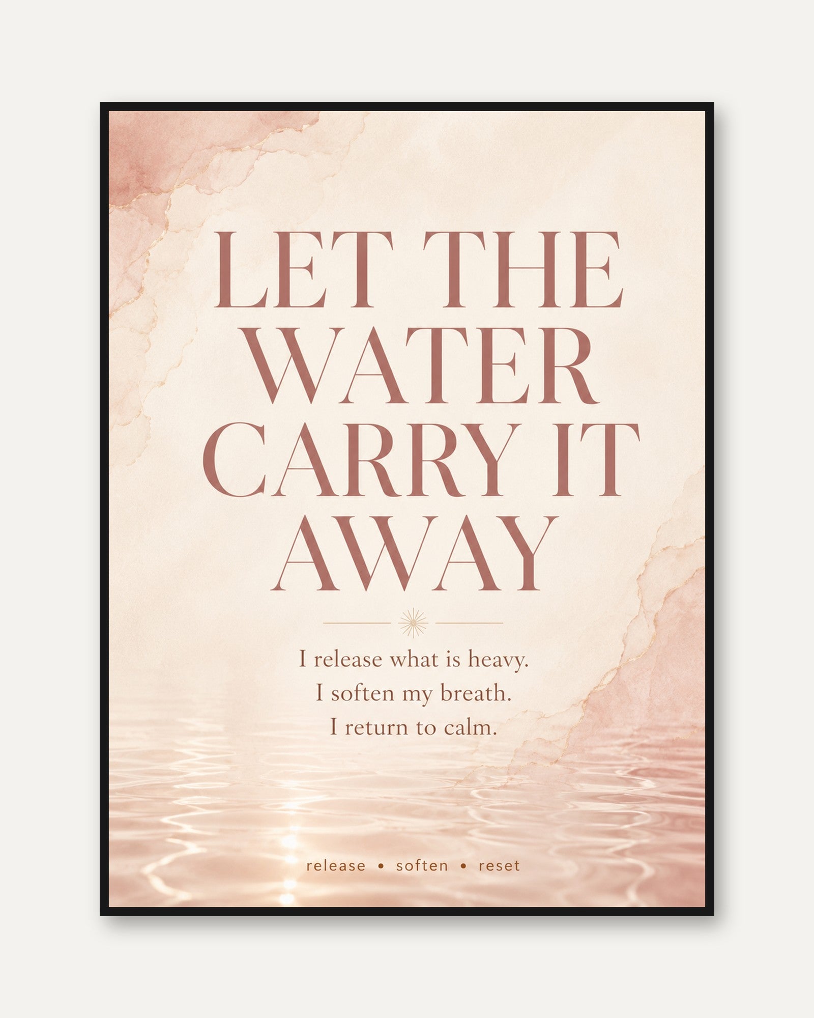 Mindfulness Wall Art – Calming Bathroom Print - framed