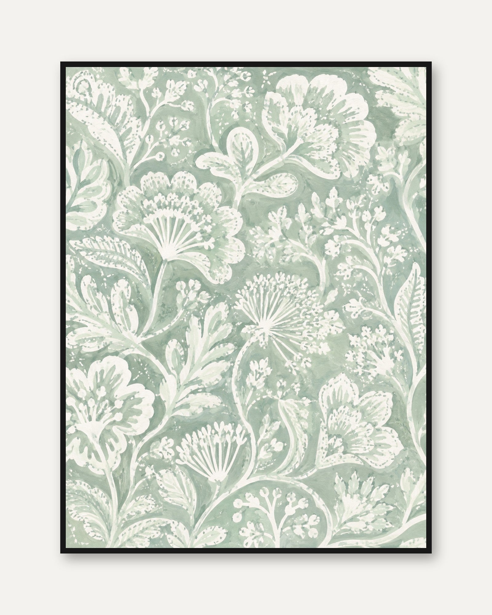Sage Green Floral Print - framed