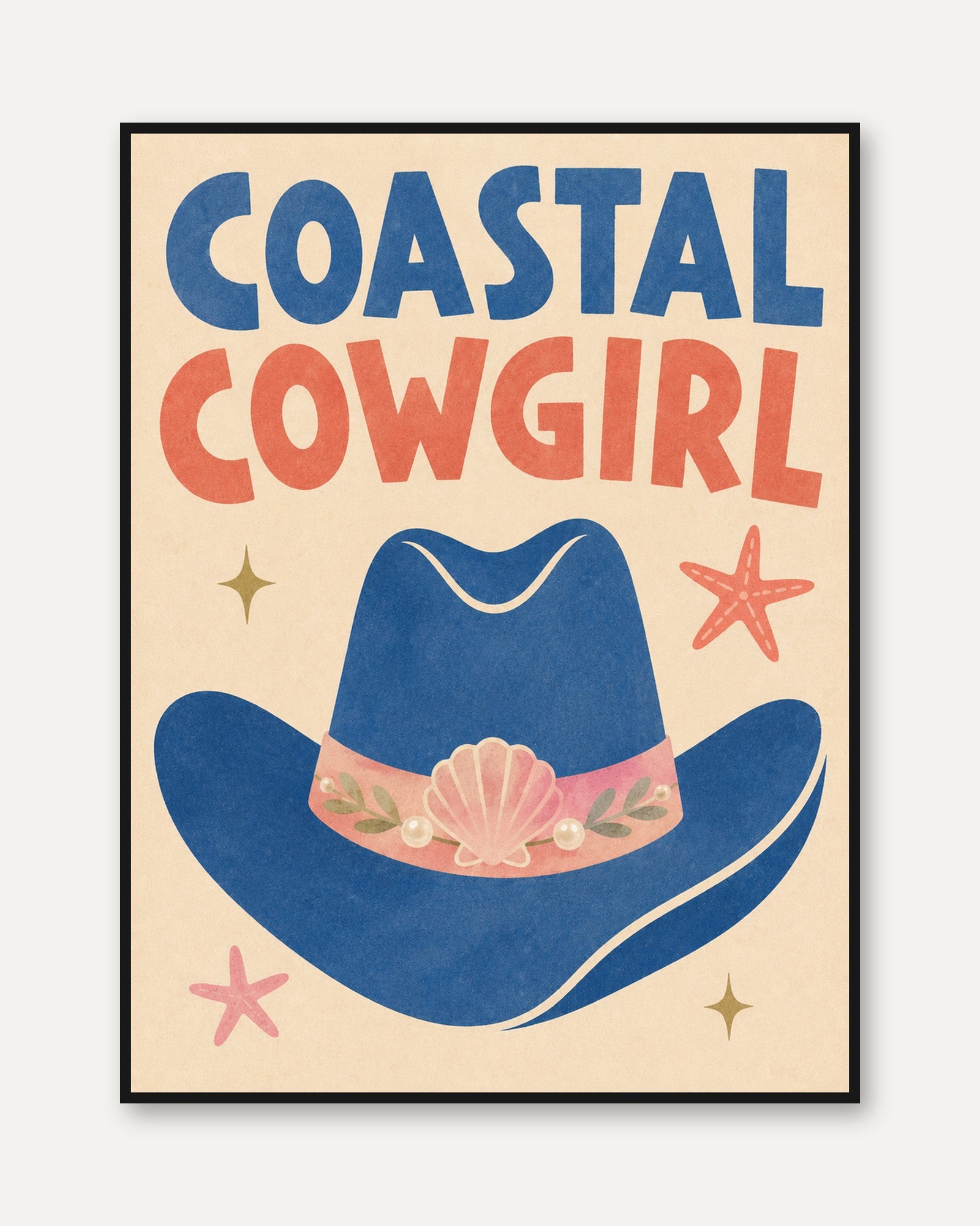 Coastal Wall Art – Western Cowgirl Print - framed